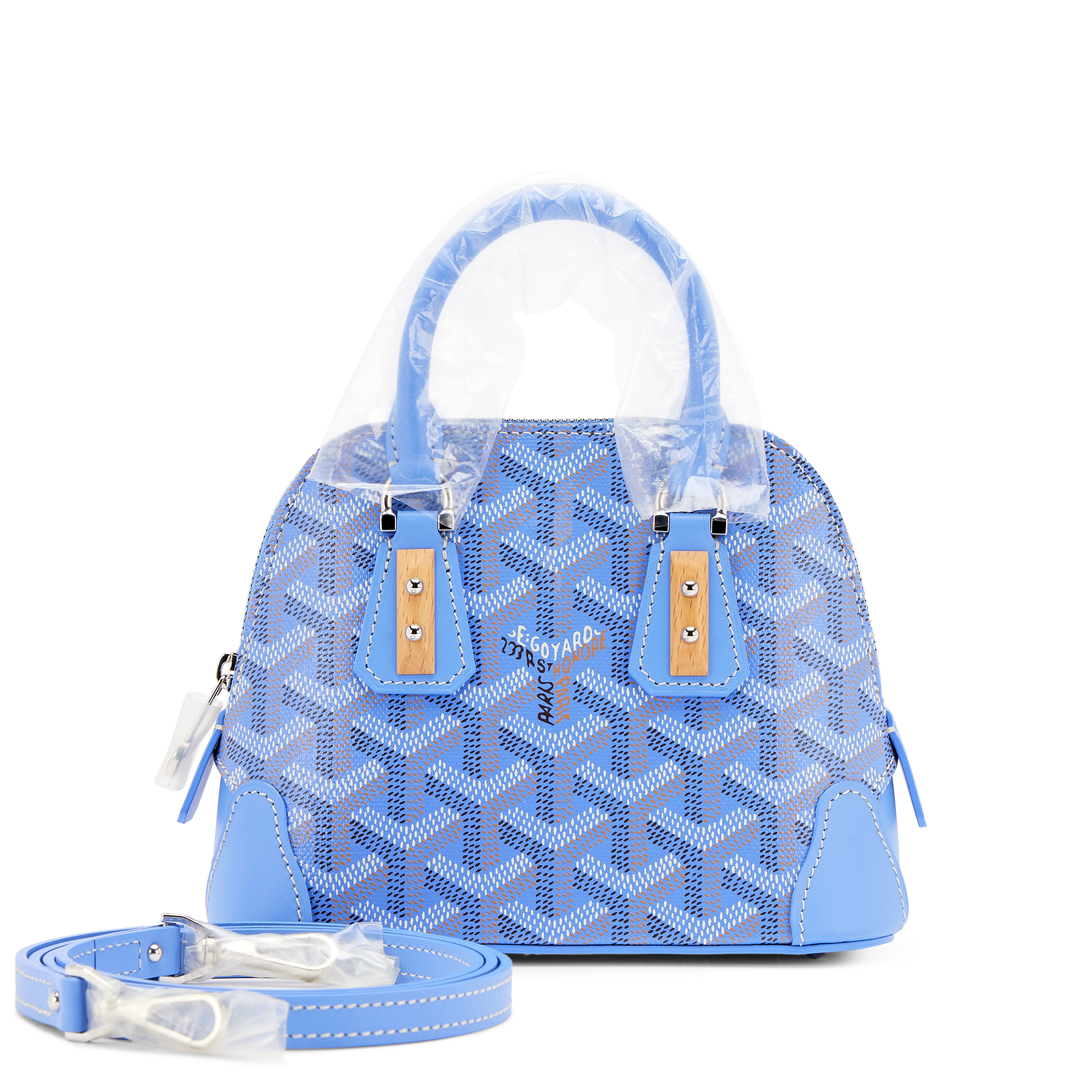 即決専用！GOYARD チャーム　ライトブルー Goyard Iris Goyardine Canvas And Chevroches Calfskin Vendome Nano