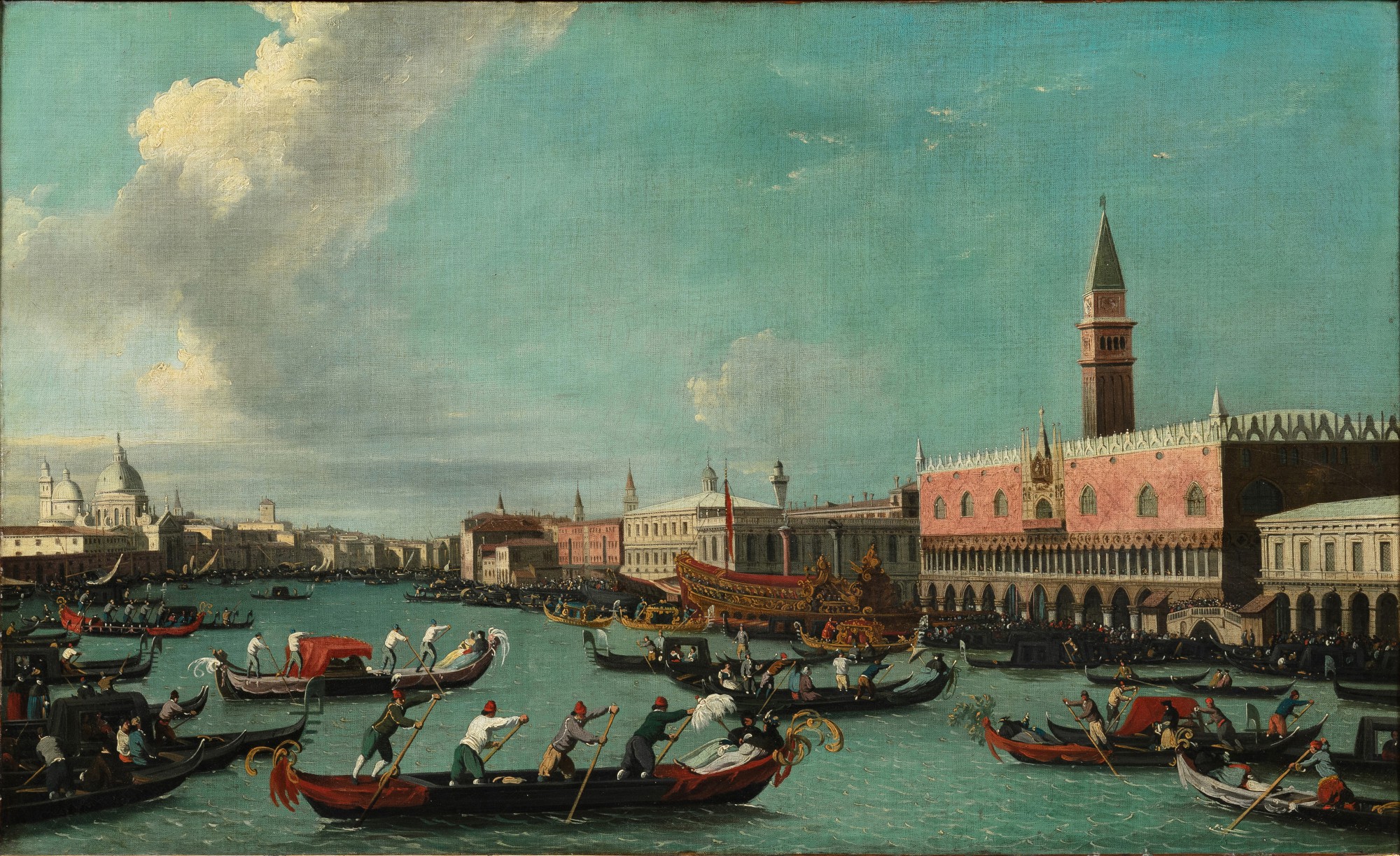 Venice, a view of the Molo from the Bacino di San Marco with the