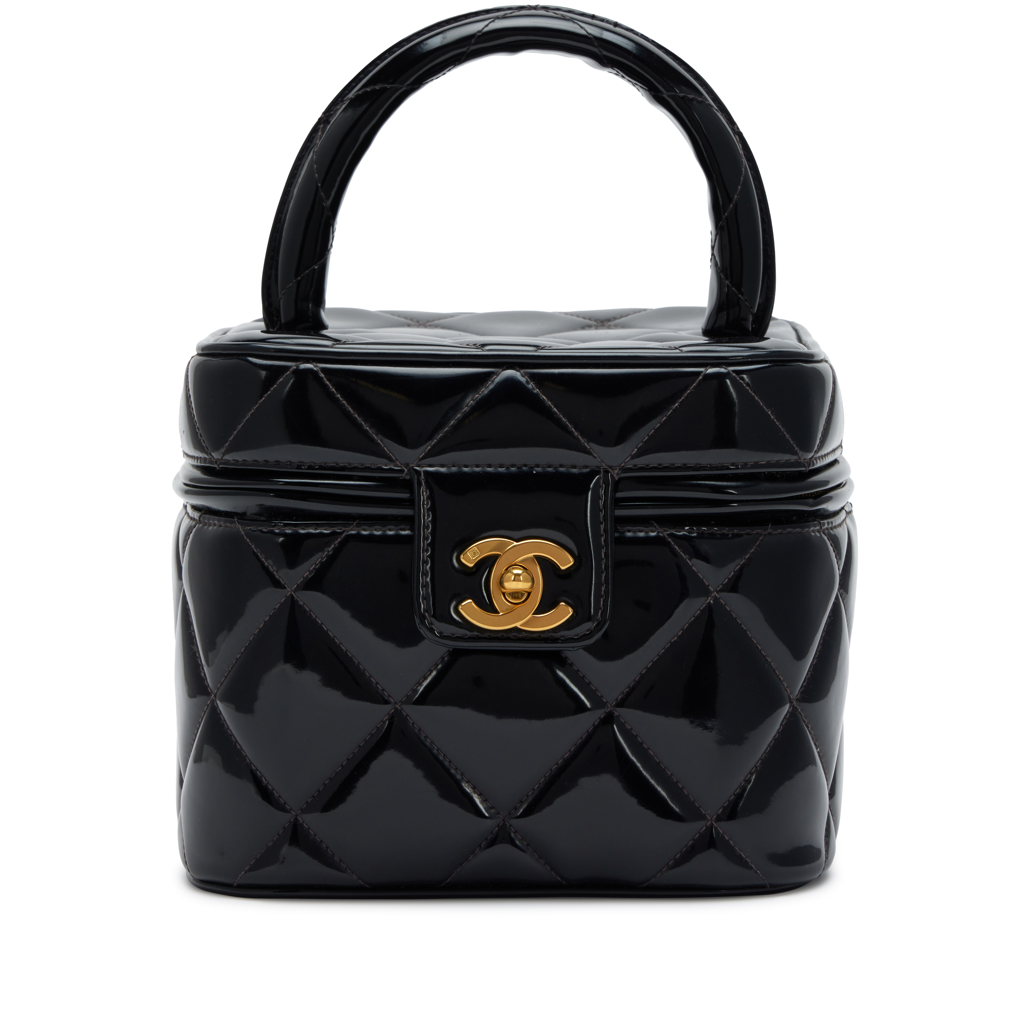 chanel-black-quilted-patent-