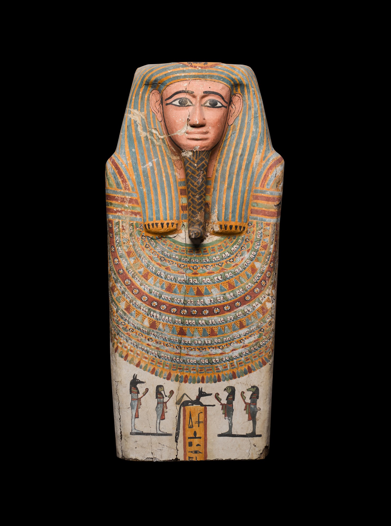 The Upper Part of an Egyptian Polychrome Wood Coffin Cover, 25th/26th