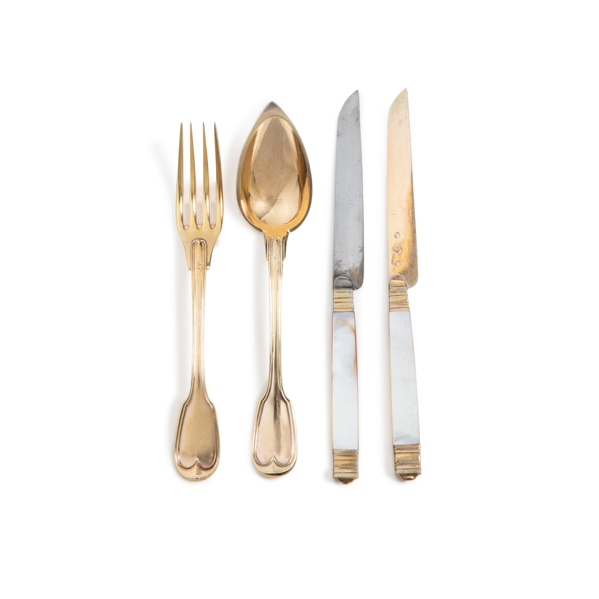 A 48piece silvergilt dessert flatware set, Gabriel Duvivier, Paris