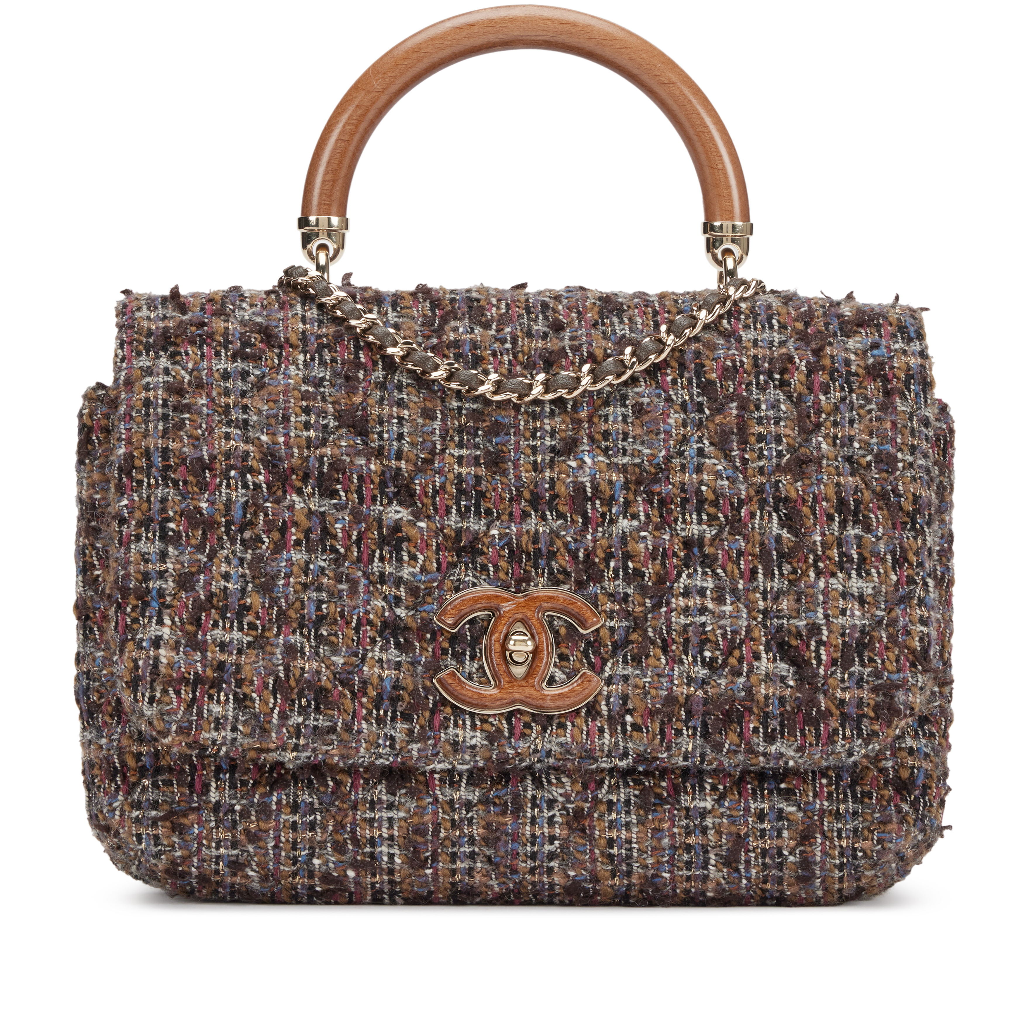 Gold Hardware Chanel Tweed Bag 2018 Chanel Brown, Burgundy, Blue