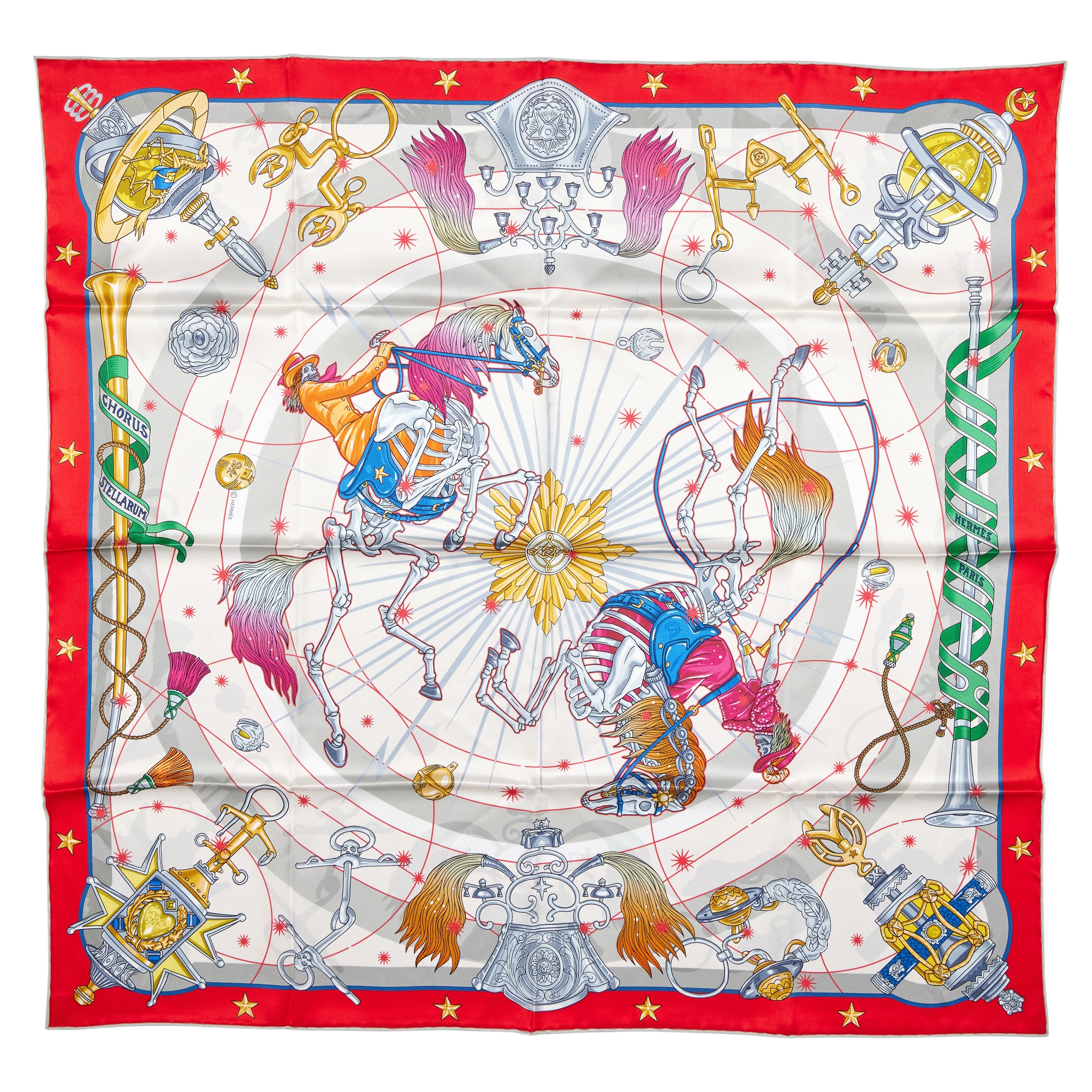 Hermès Rouge And White Chorus Stellarum Scarf 70 Available For