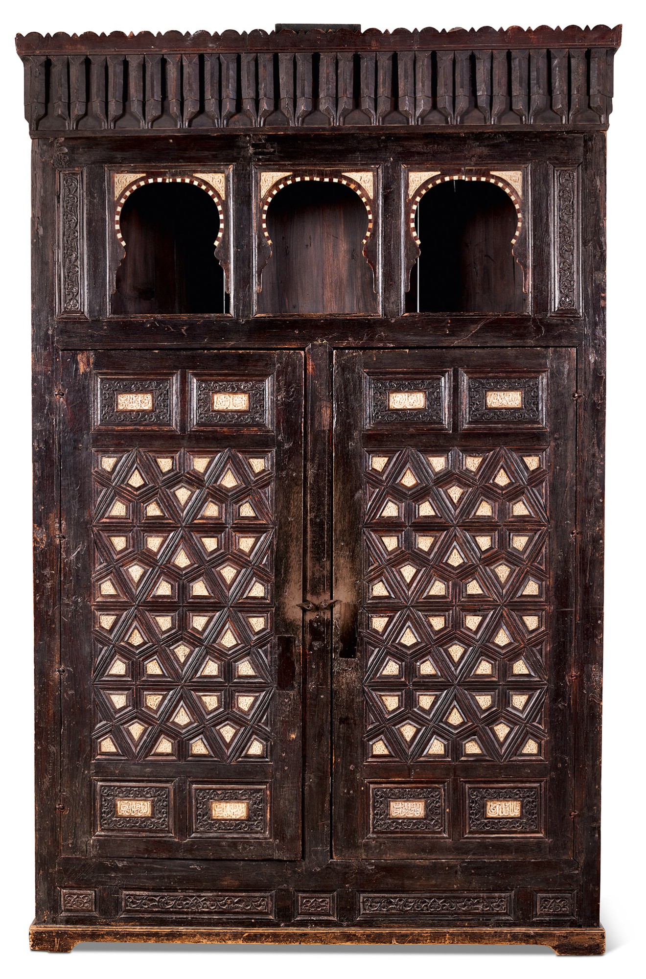 A MONUMENTAL IVORYINLAID WOOD COMPOSED OF MAMLUK PANELS, EGYPT