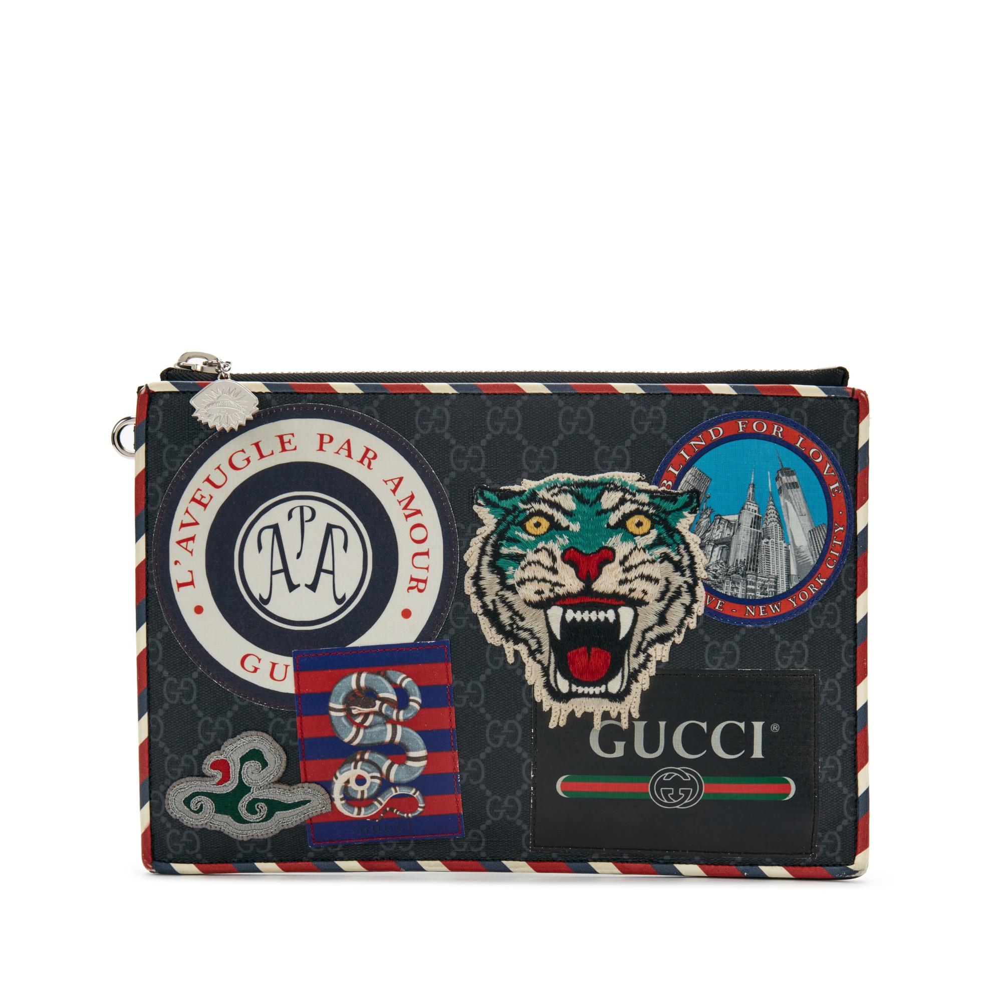 Gucci Multicolor GG Supreme Coated Canvas Night Courrier Zip Pouch