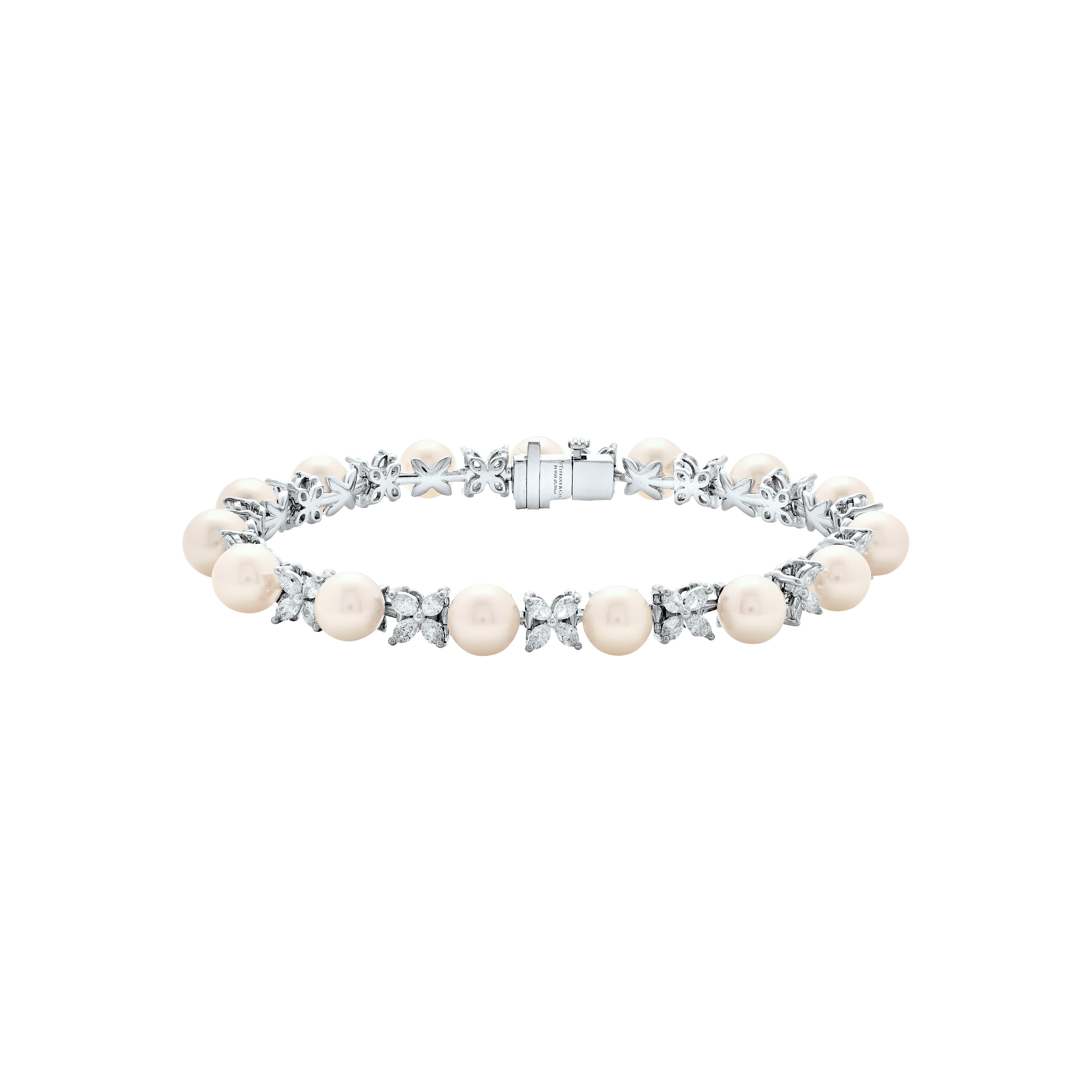 Tiffany & Co. Platinum, Cultured Pearl And Diamond Victoria Tennis