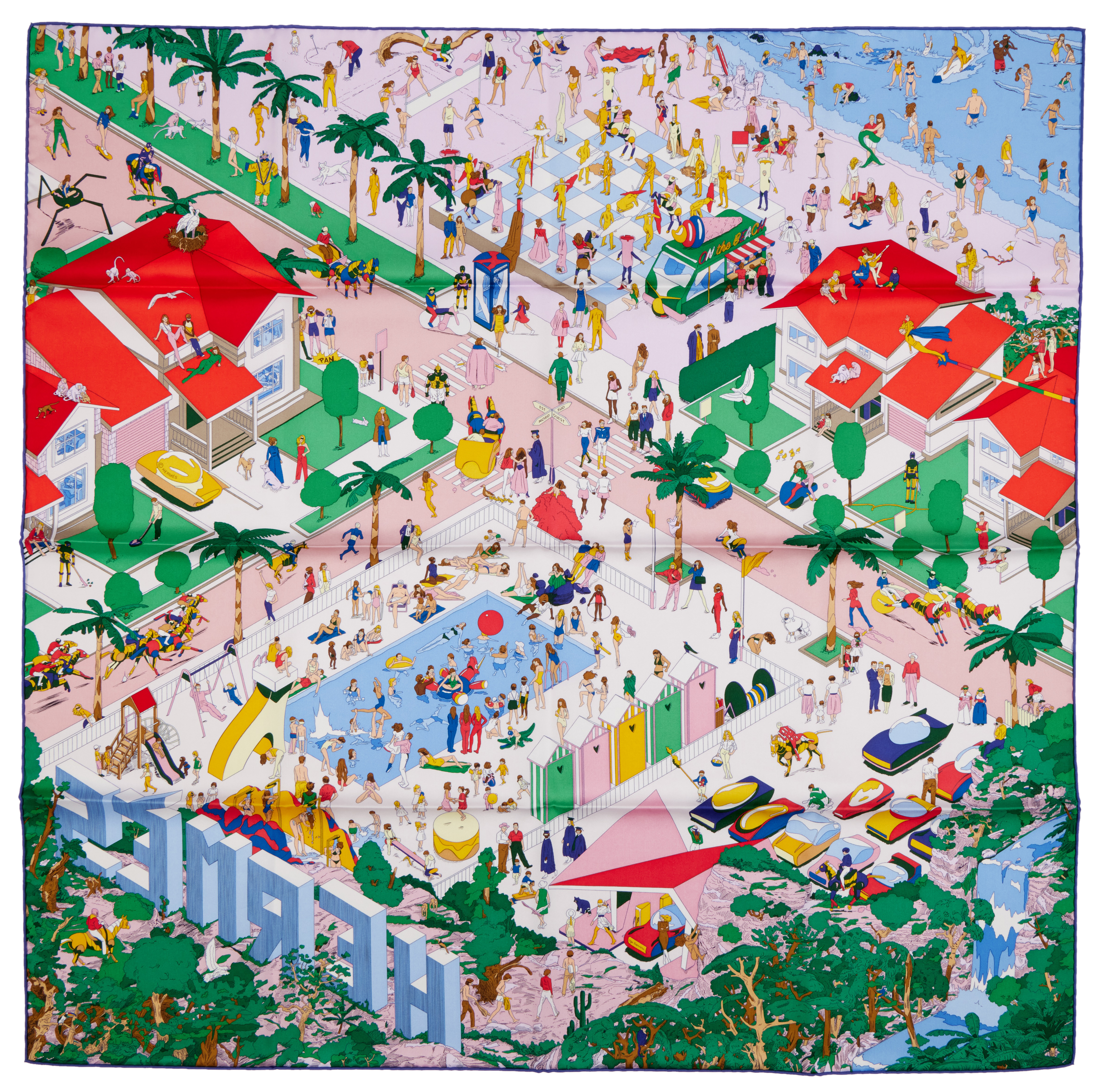 HERMES on the beachスカーフ90*90 エルメス カレ90 Hermes on The Beach エルメス オン ザ ビーチ