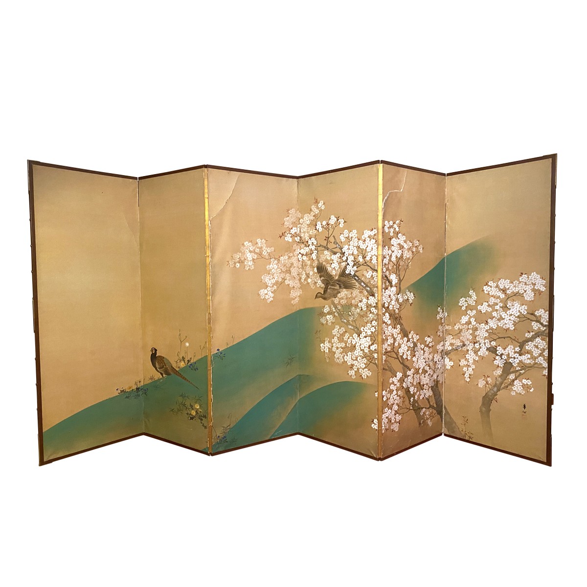 屏風　折りたたみ Vintage Japanese Folding Floor Screen Available For Immediate Sale