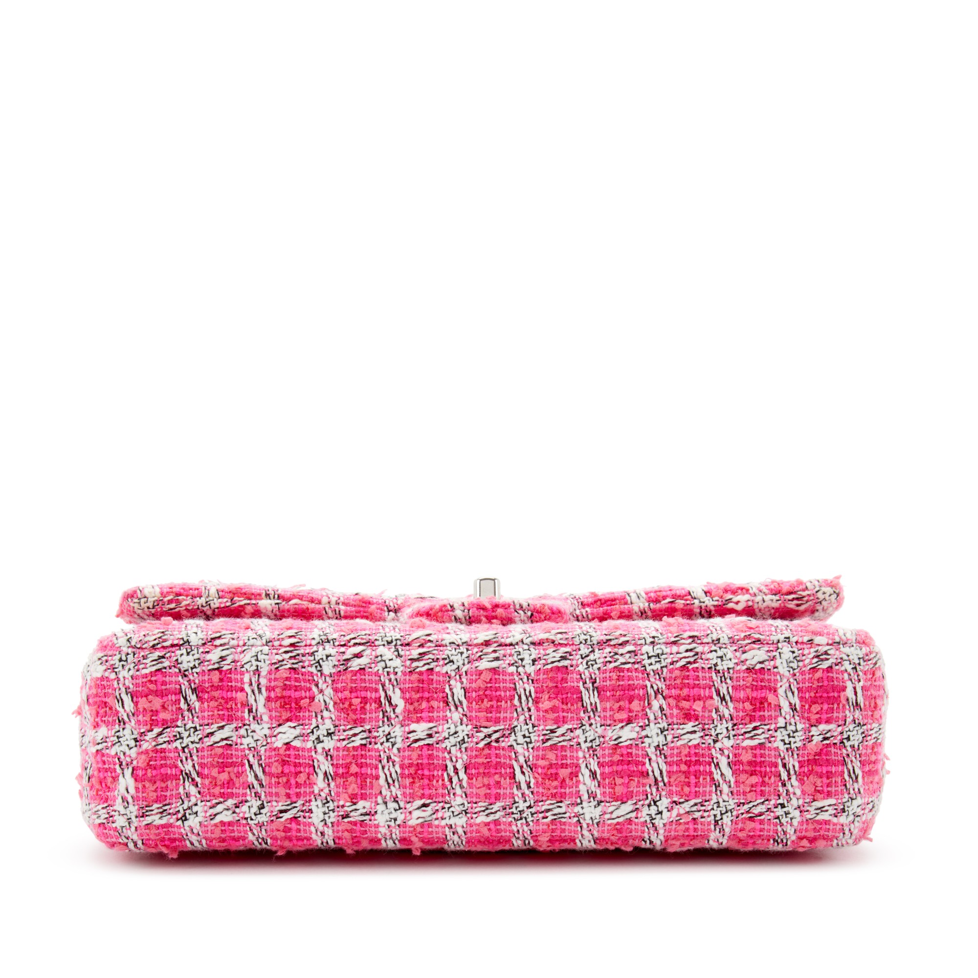 Chanel Pink Quilted Tweed Medium Double Flap Silver Hardware, 2014