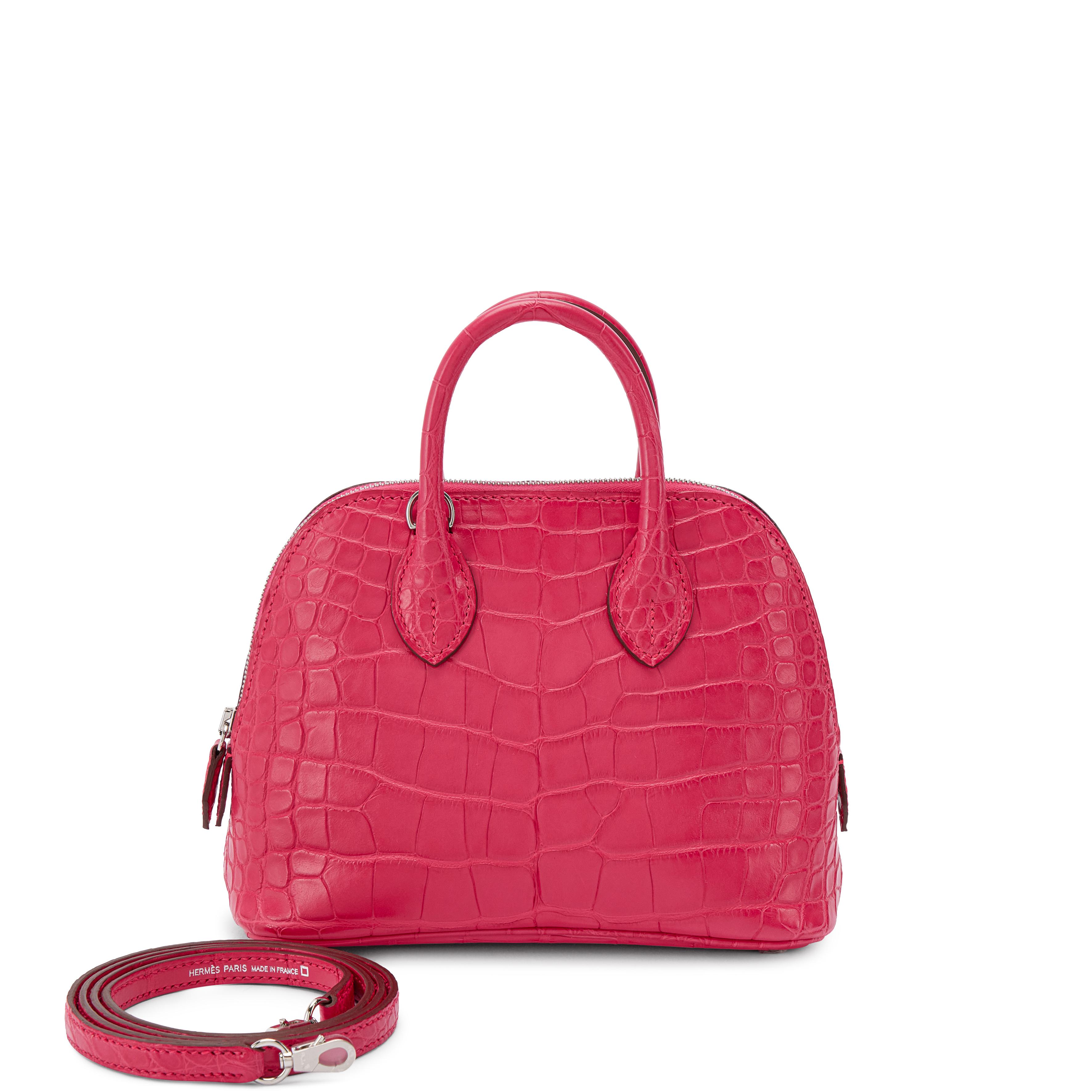 Hermès Rose Extreme Matte Alligator Mini Bolide 1923 Palladium