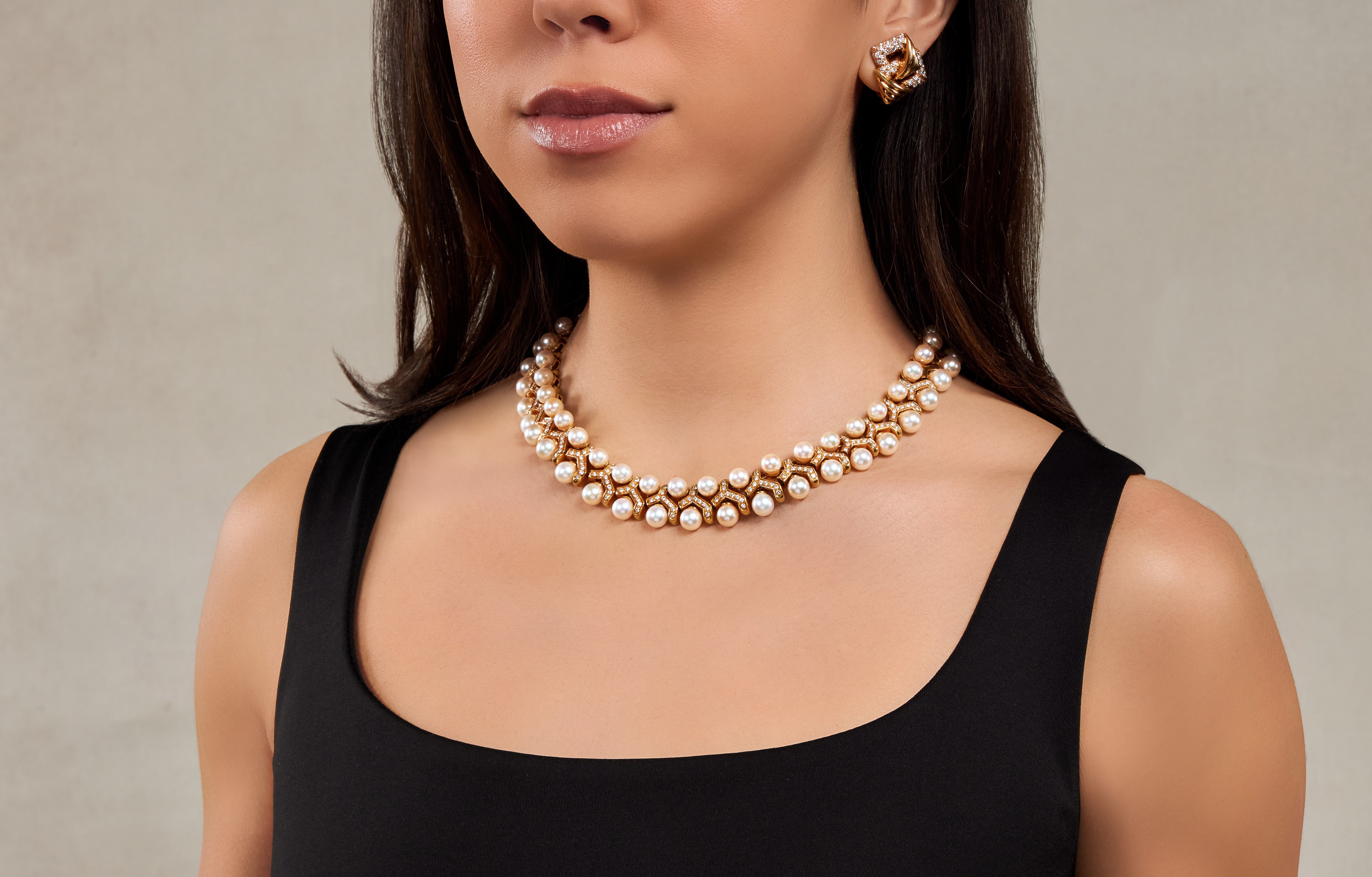 【VINTAGE HOLLYWOOD】Classic Pearl Necklace☆送料関税込 VINTAGE HOLLYWOOD】DIAGONAL LINE PEARL NECKLACE