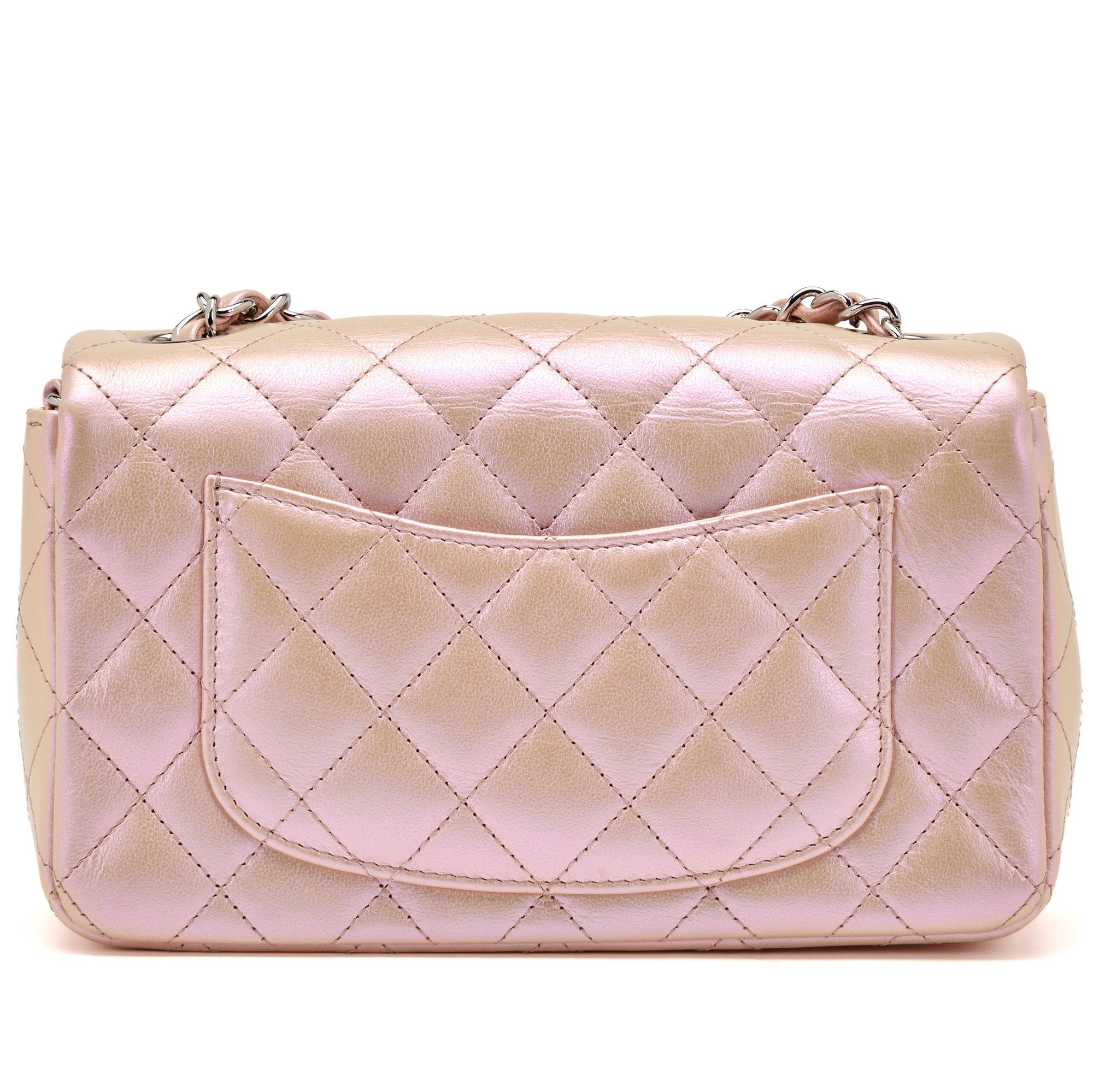 Chanel Pale Pink And Purple Iridescent Mini Rectangle Single Flap