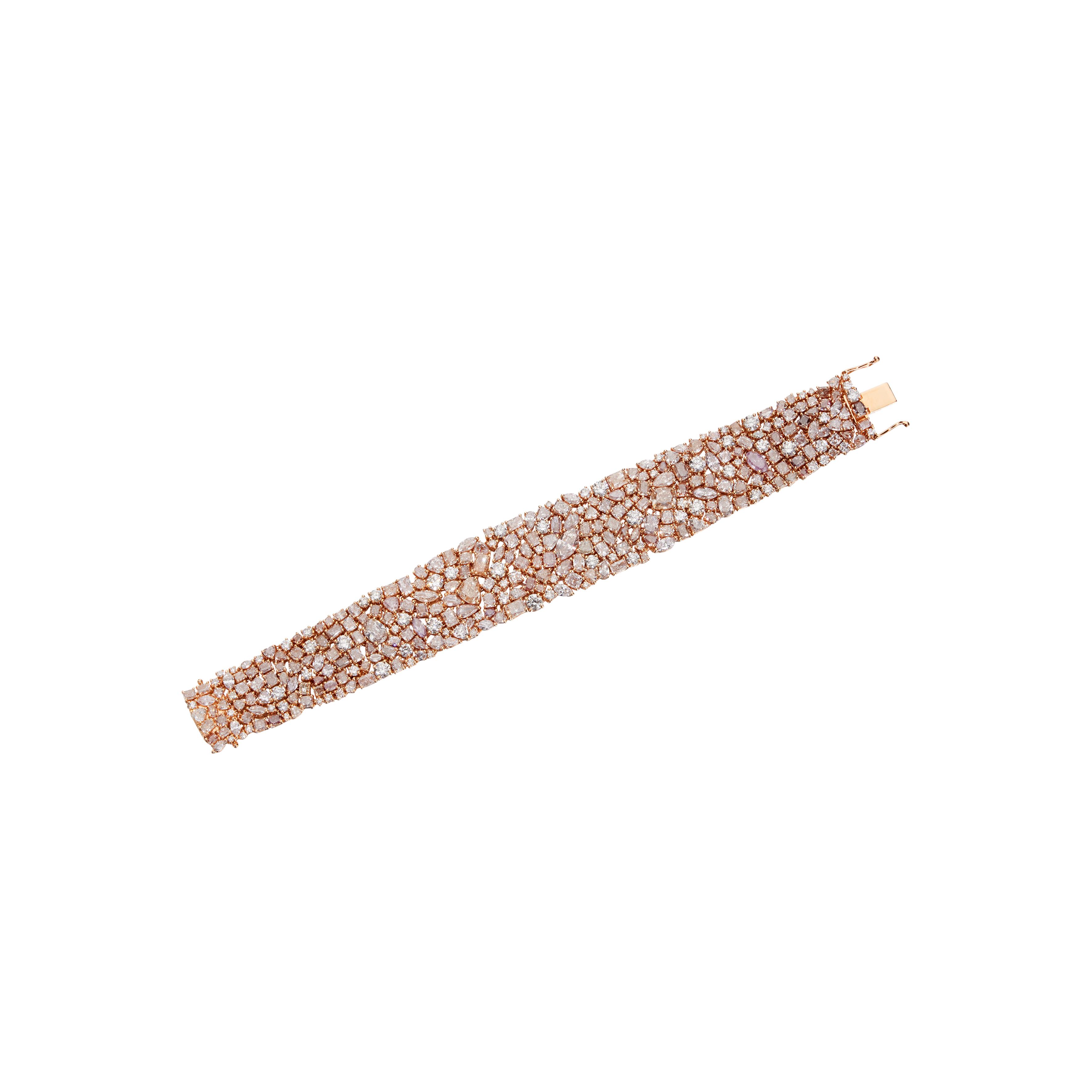Rose Gold and 30.25ctw Fancy Cut Pink Diamond Bracelet - Image 2