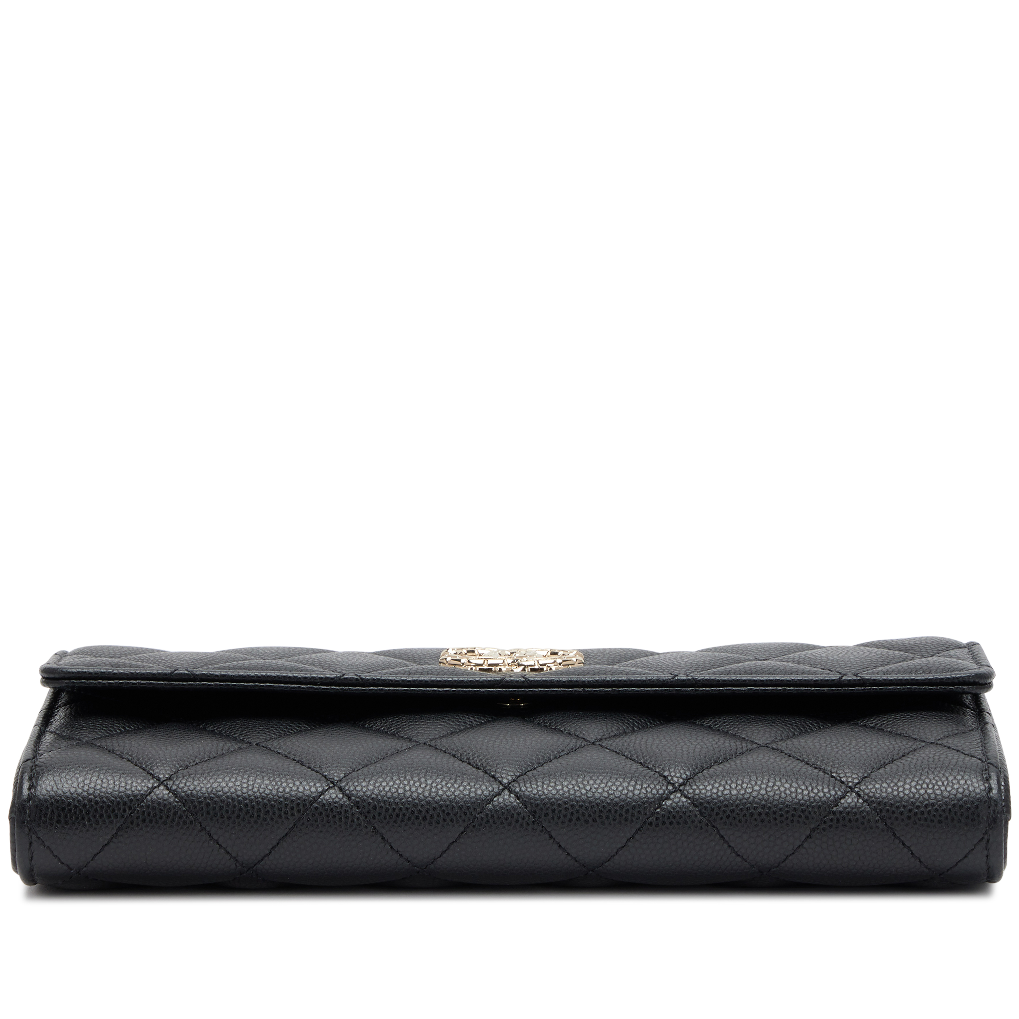 Chanel Black Quilted Soft Caviar Braided Chain CC Logo Large 