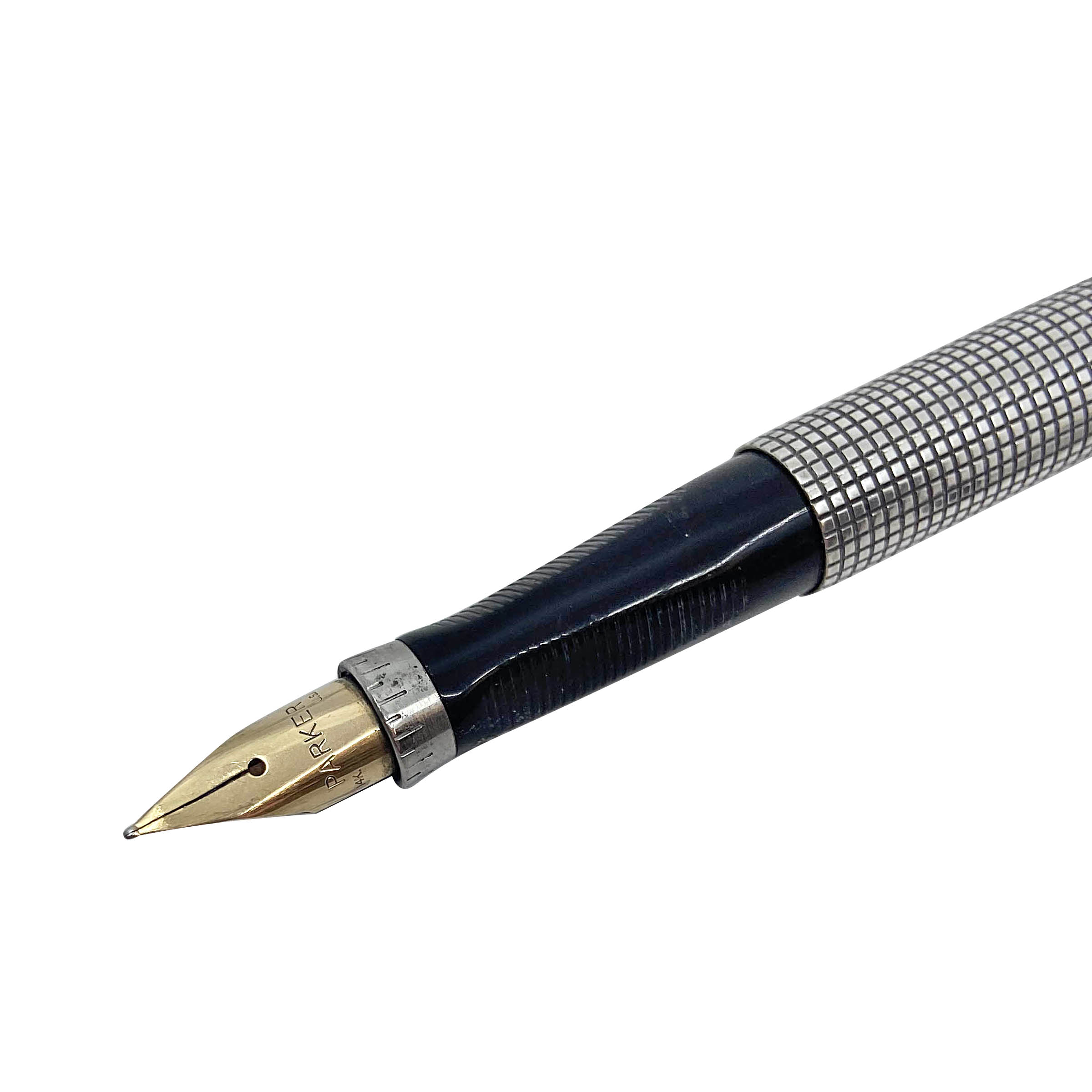 PARKER Sterling Silver Crosshatch Grid Pattern Fountain Pen