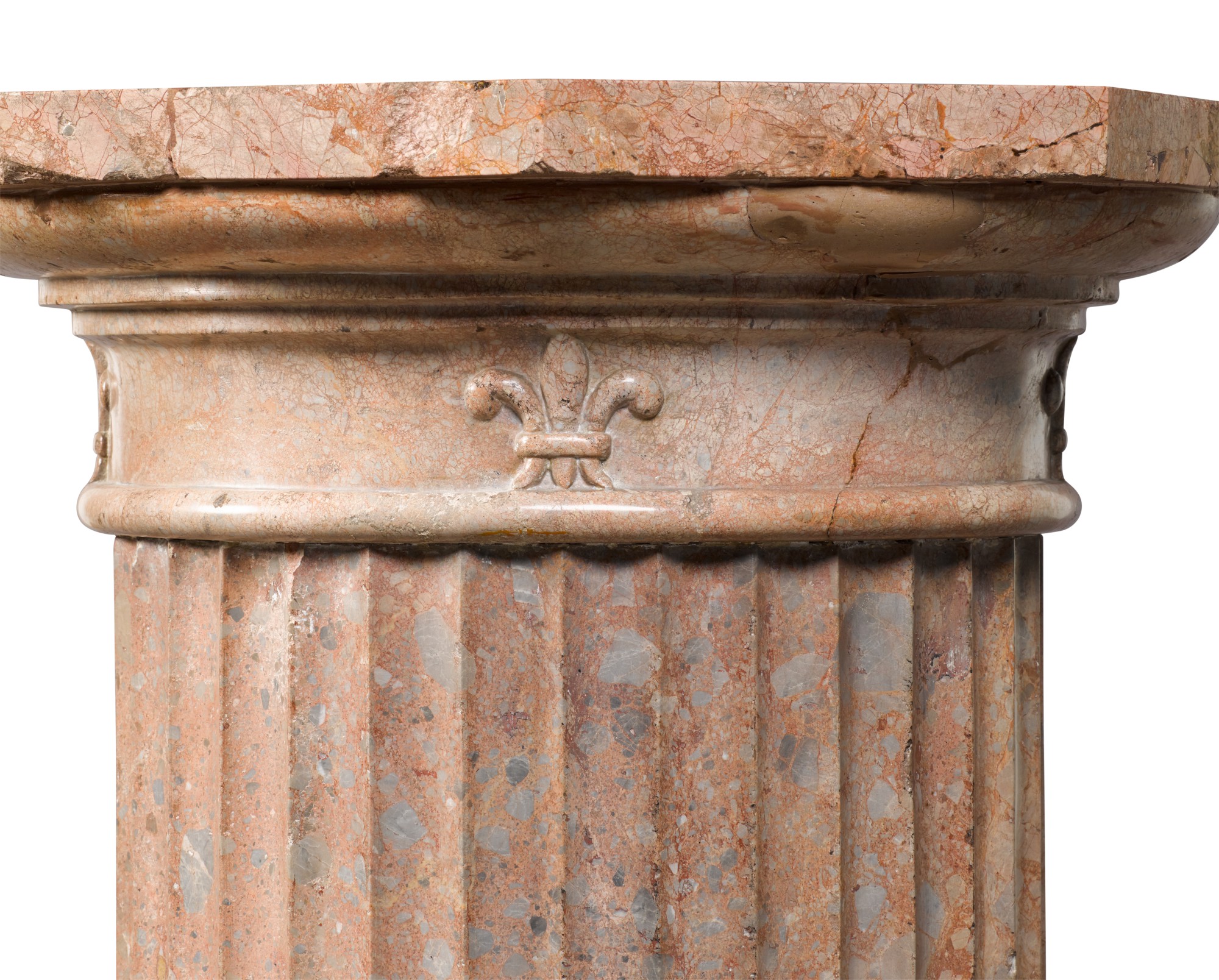 A pair of pink marble column pedestals, late 19th/early 20th century ...