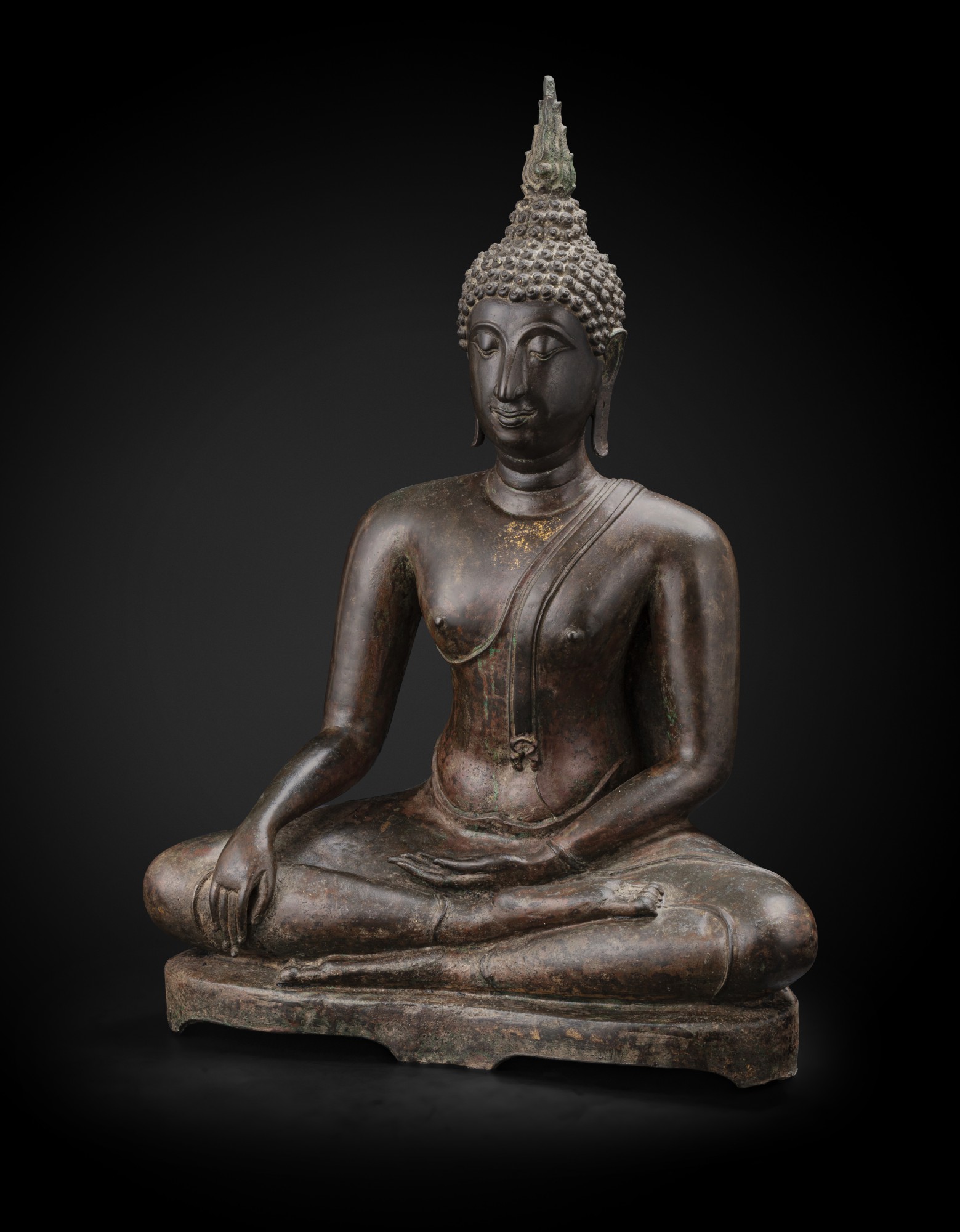 A large bronze seated Buddha Thailand, Ayutthaya period, 15th17th