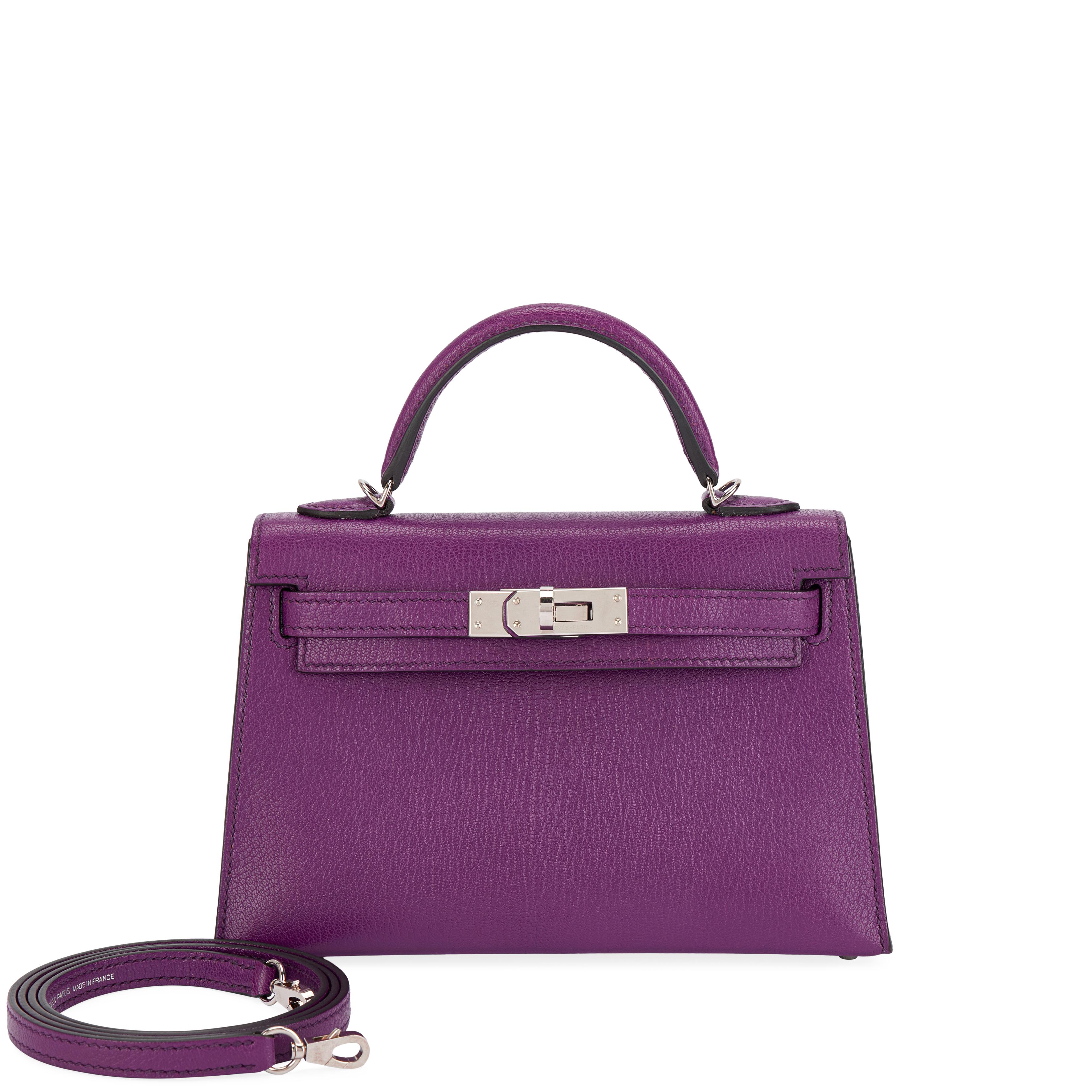 希少★【新品未使用】HERMES(エルメス)ハット　パープル　anemone Hermès Anemone Chèvre Mini Kelly II 20 Palladium Hardware, 2021