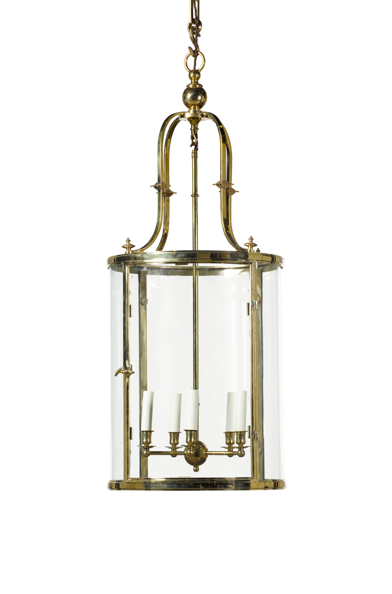A III STYLE BRASS MOUNTED GLASS 'ATTINGHAM' HANGING LANTERN BY