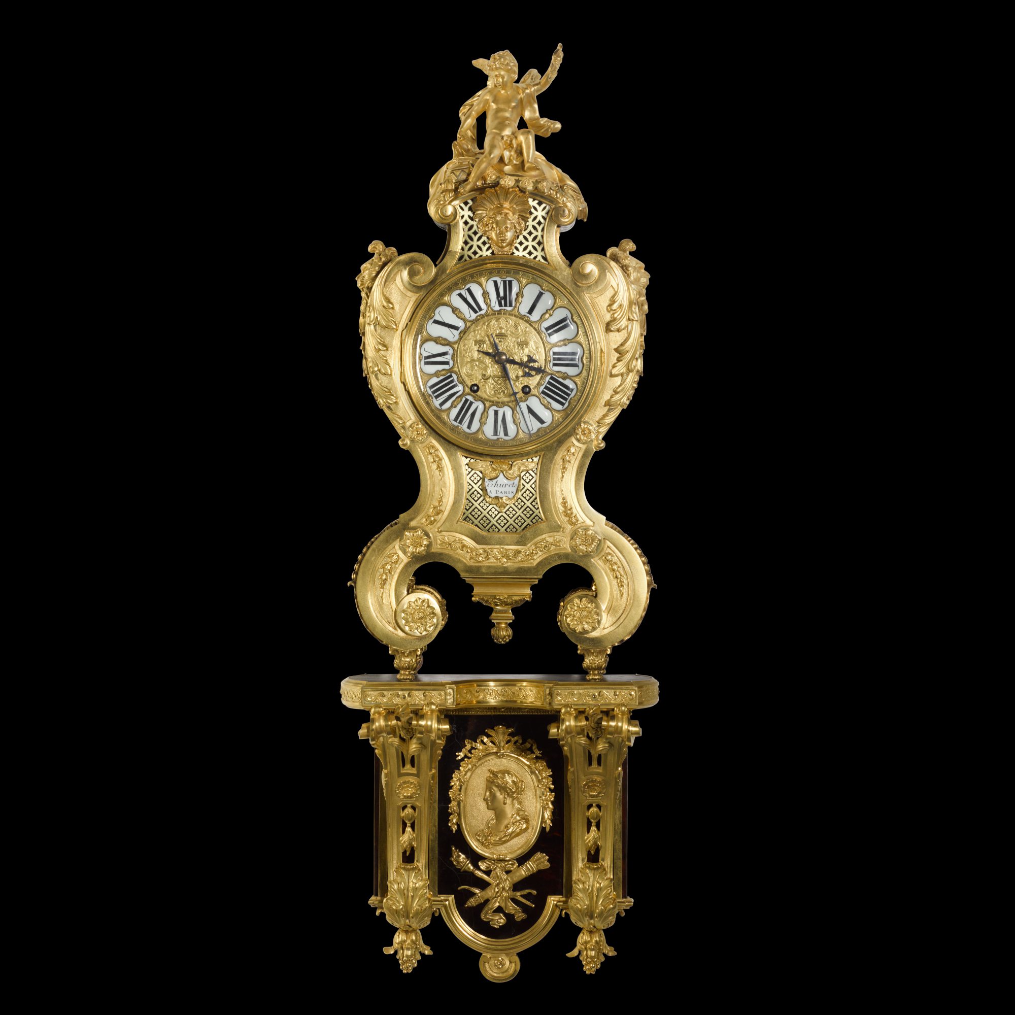 A Régencestyle giltbronze and turtleshell boulle bracket clock in the