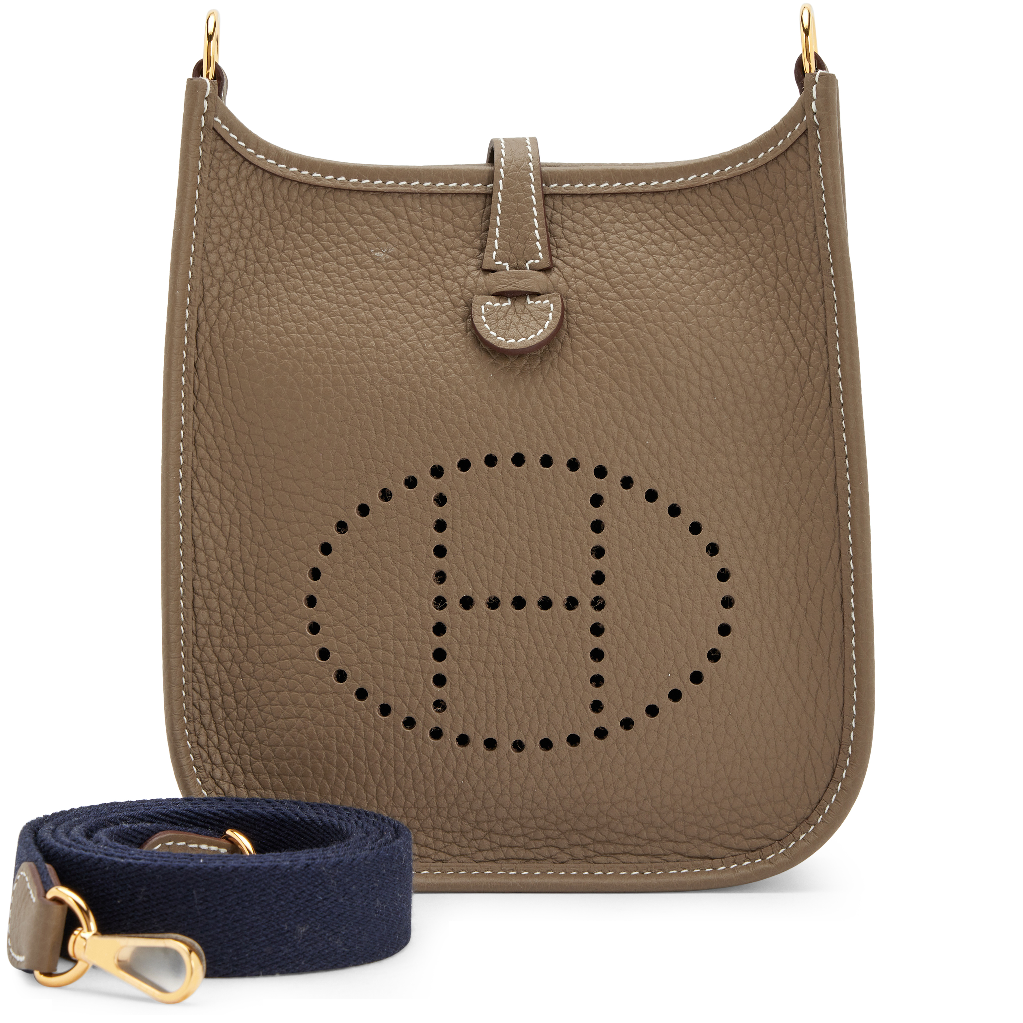 HERMES Evelyne TPM 16 ミニエヴリン アマゾーヌ Etoupe Indigo NEW HERMES ETOUPE BLUE INDIGO AMAZONE MINI EVELYNE TPM 16