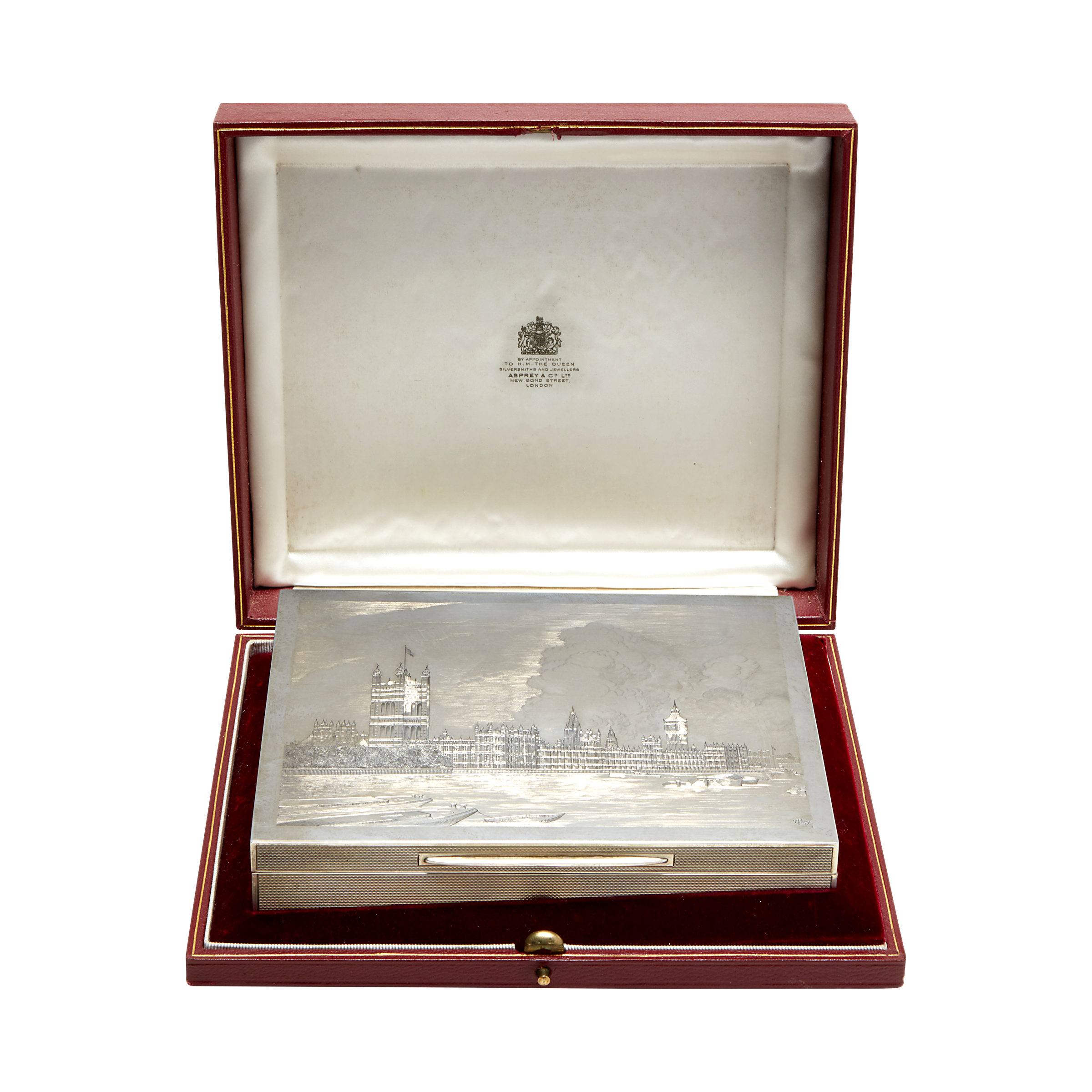 Asprey Vintage English Hand-Engraved Silver Cigar Box Available