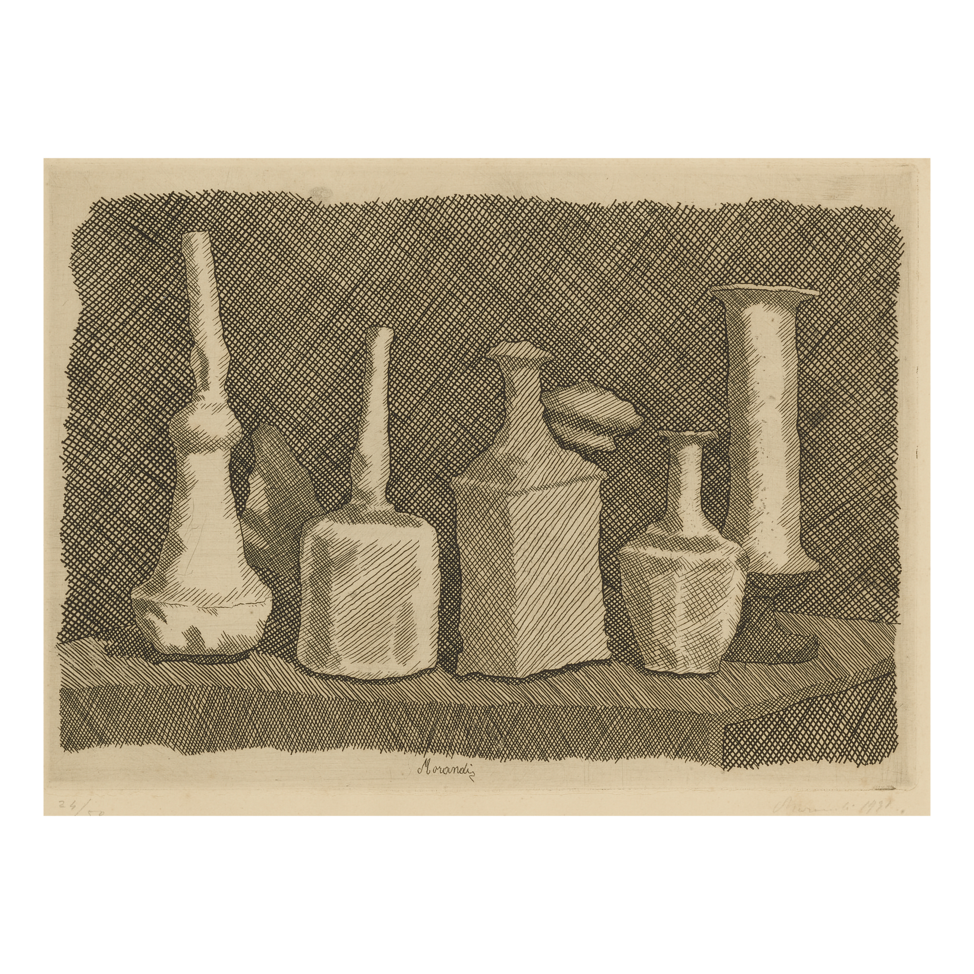 MORANDI NATURA MORTA A GRANDI SEGNI (VITALI 83) Important