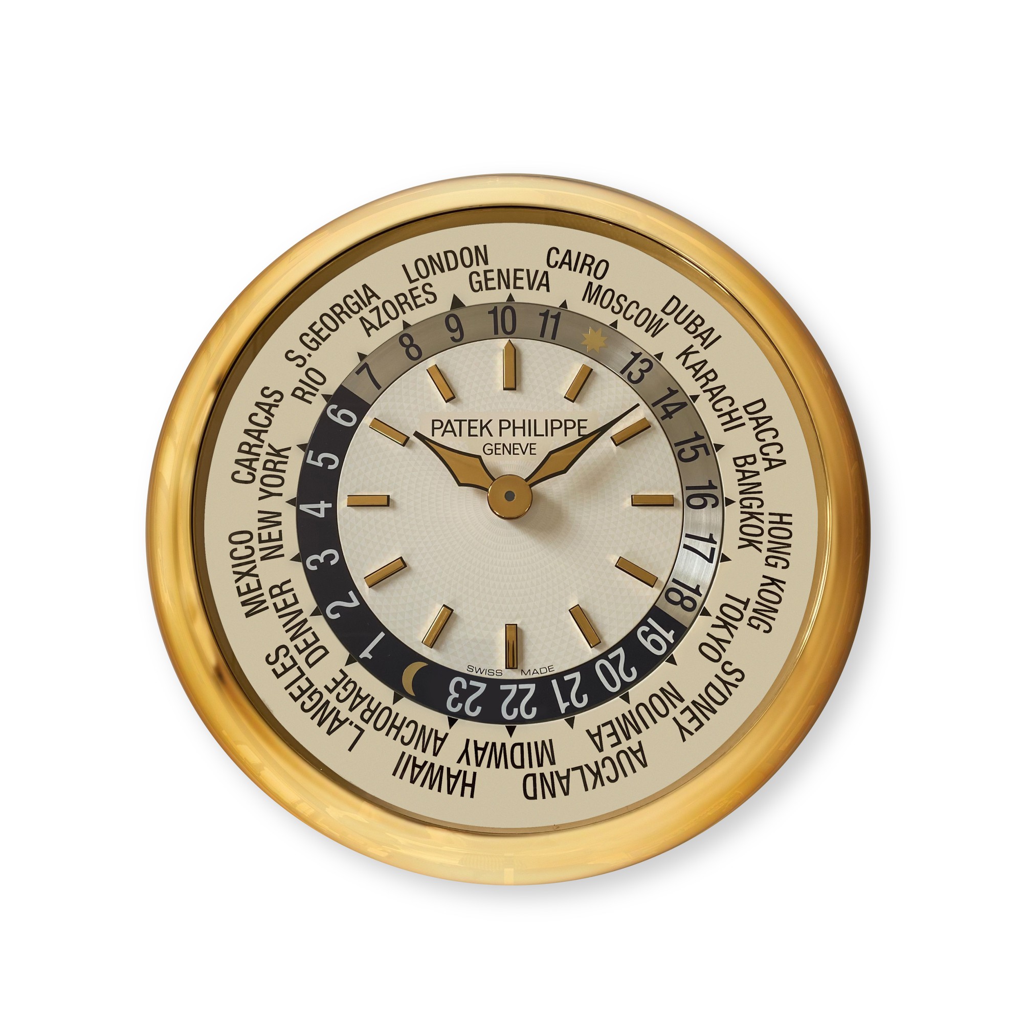 Large gilt brass world time wall clock Circa 2000 Fine Watches 2021 Sotheby's