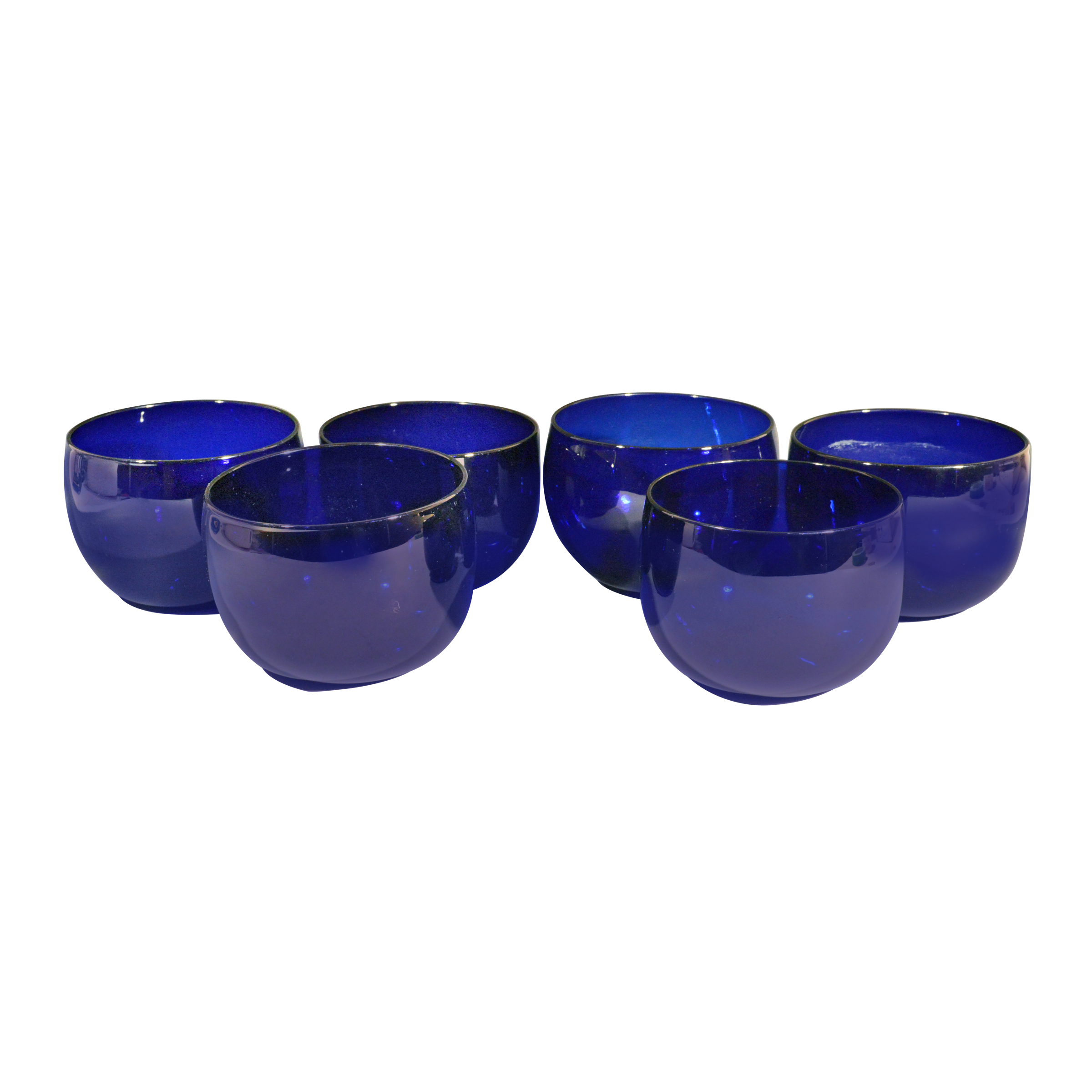 Antique English Regency Blue Glass Finger Bowls Available For Immediate