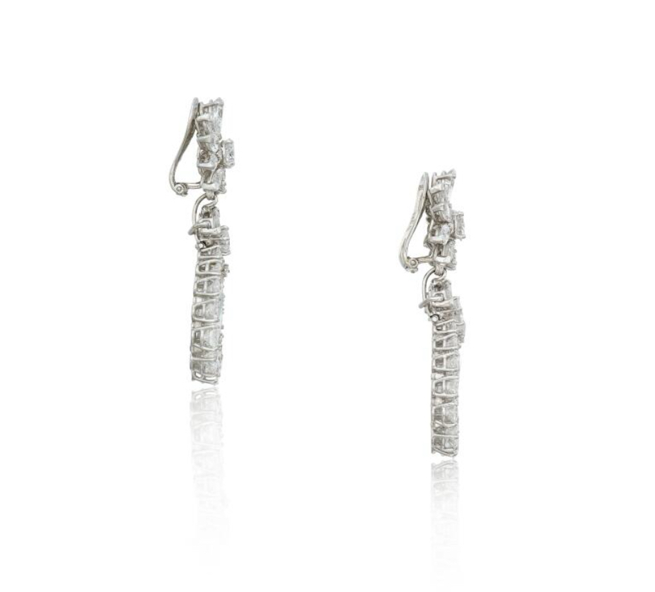 Van Cleef Arpels Platinum And Diamond Convertible Drop Earrings