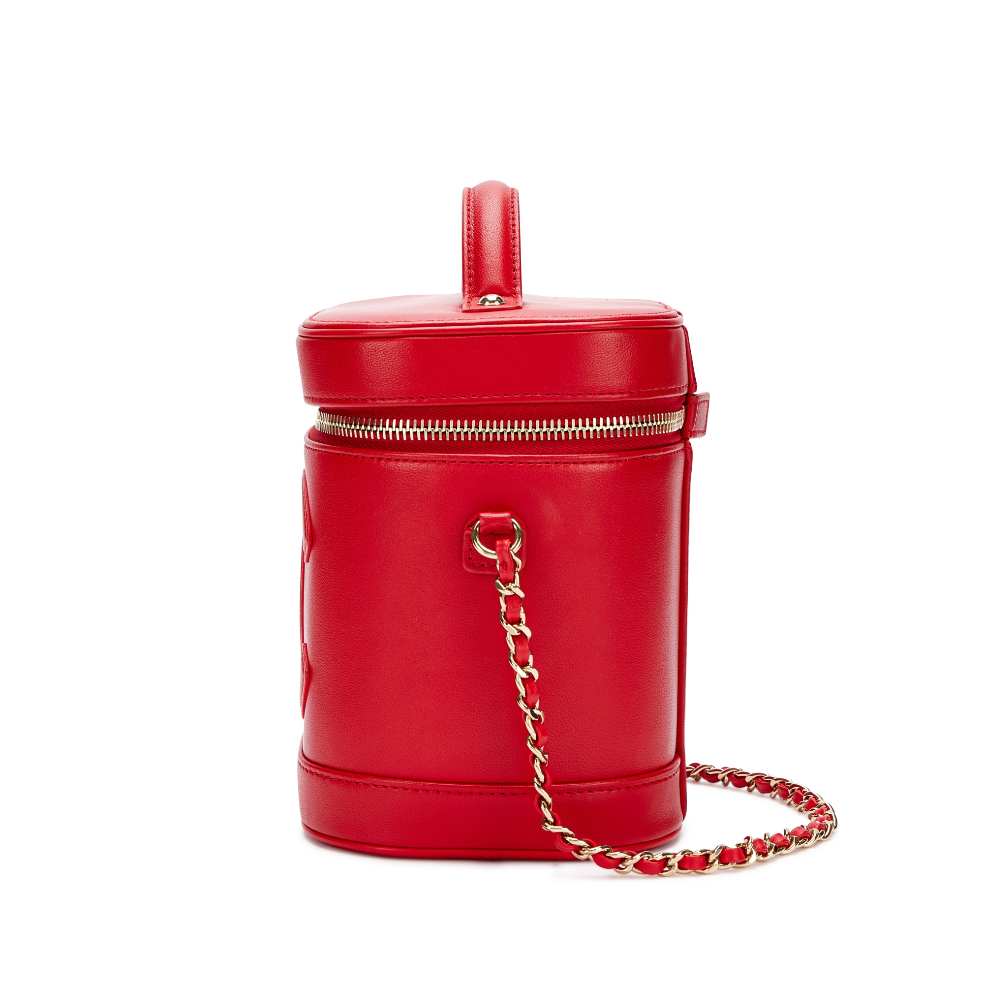 goma☆❗️美品❣️CHANEL シャネル ケース レッド Chanel Red Lambskin Top Handle Vanity Case Pale Gold Hardware