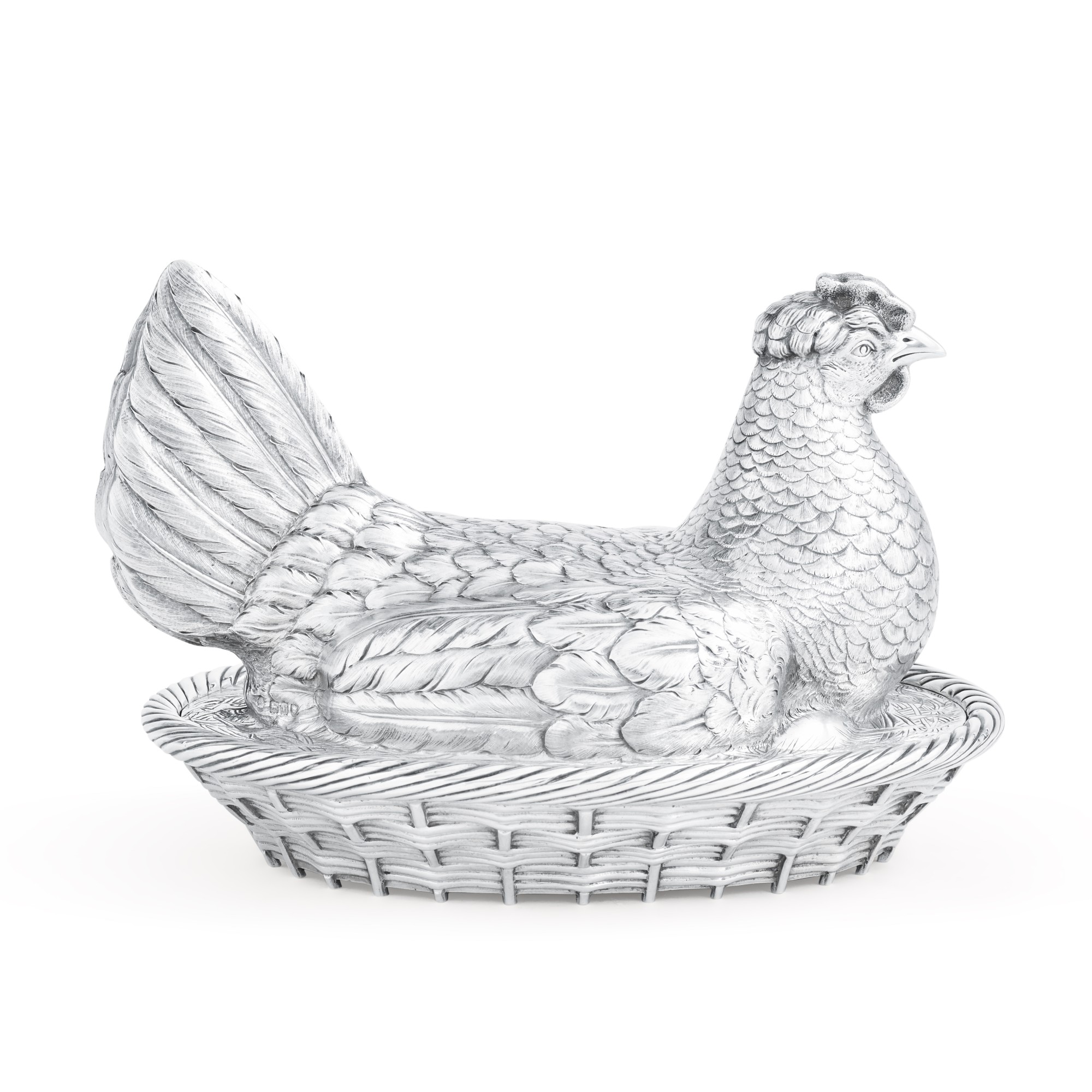 A novelty Edwardian silver egg holder, Fox for C.T. & G. Fox