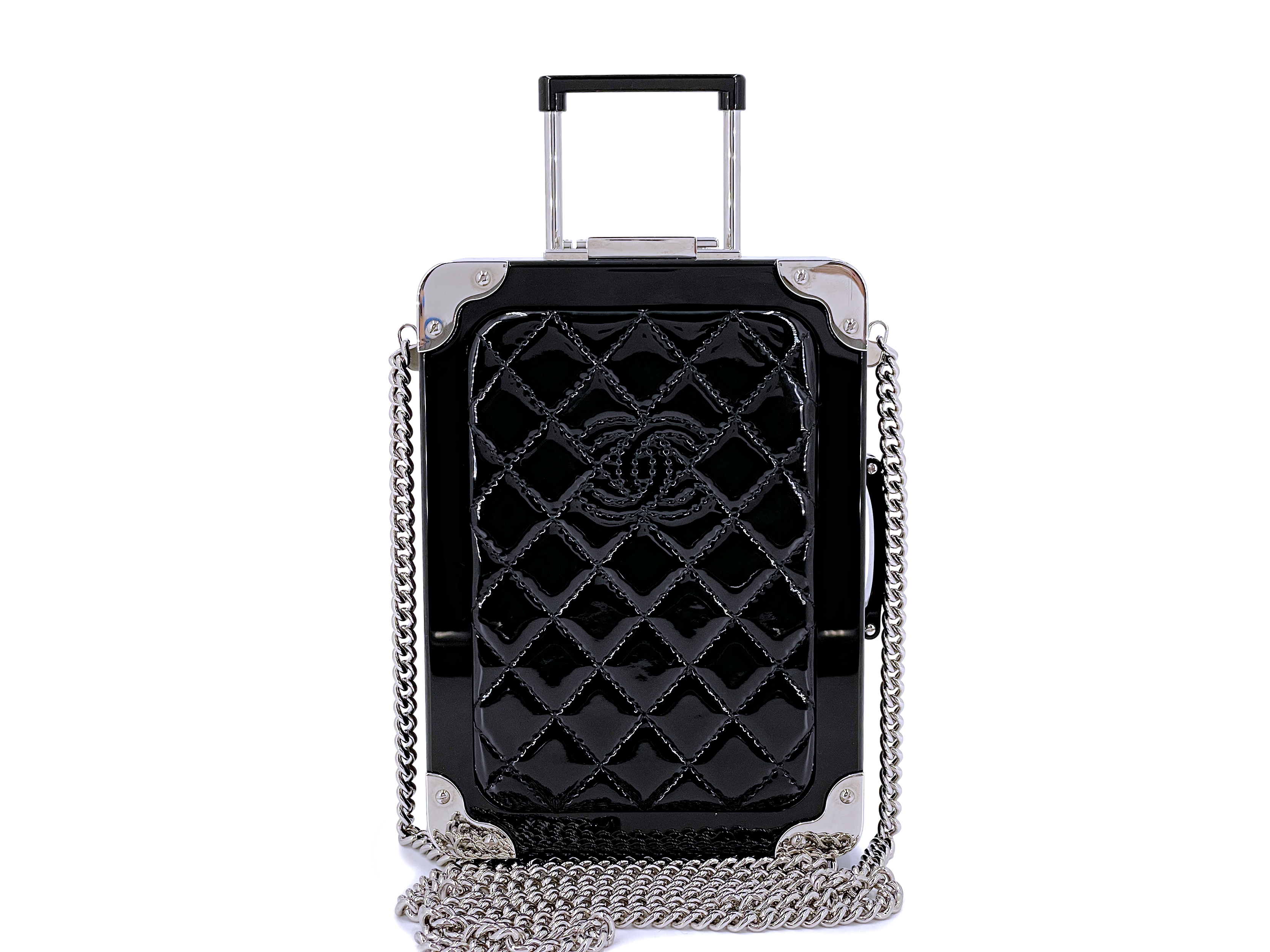 Chanel Black Quilted Patent And Plexiglass Airlines Evening In The