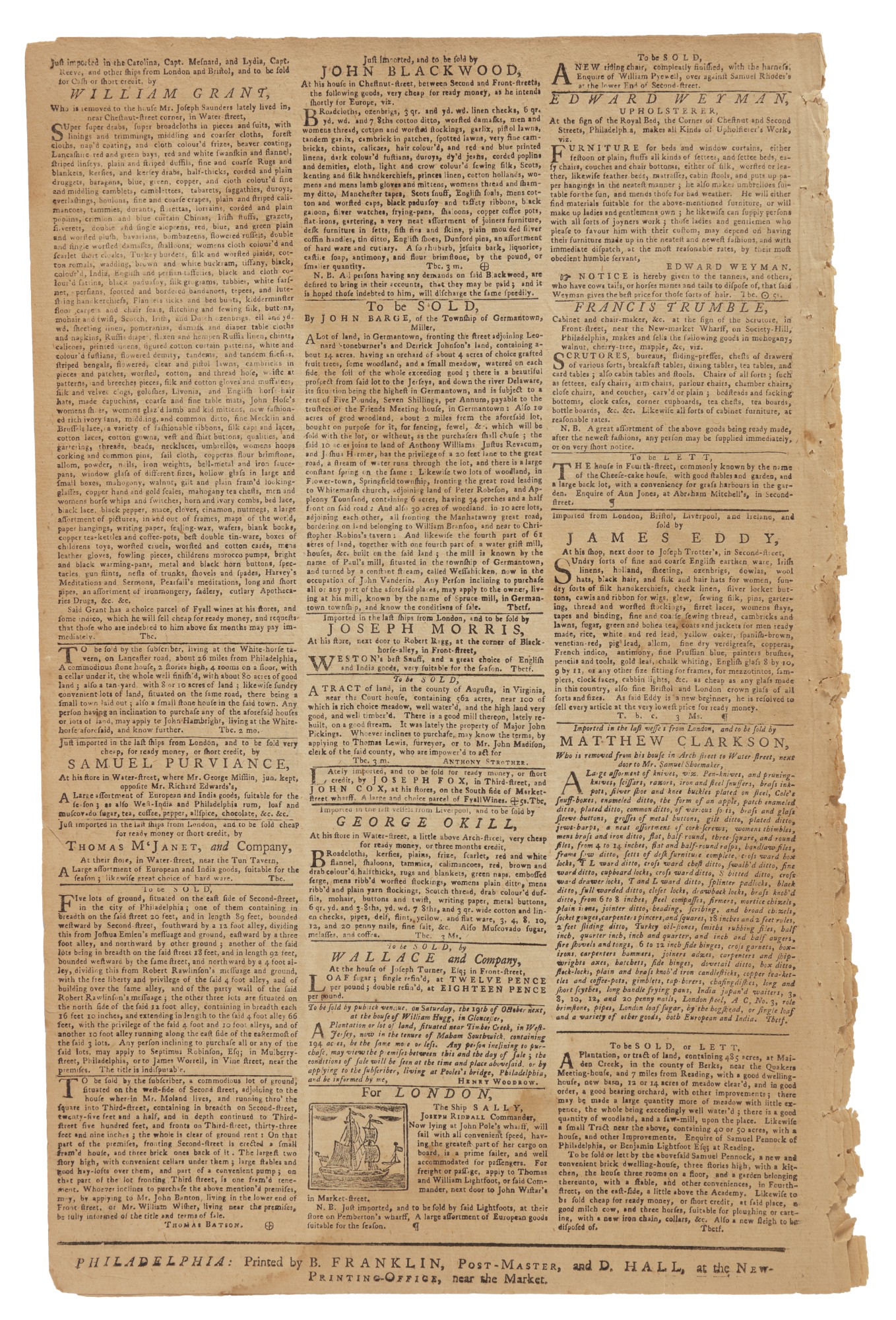 THE PENNSYLVANIA GAZETTE Two 1754 Issues of Benjamin Franklin's