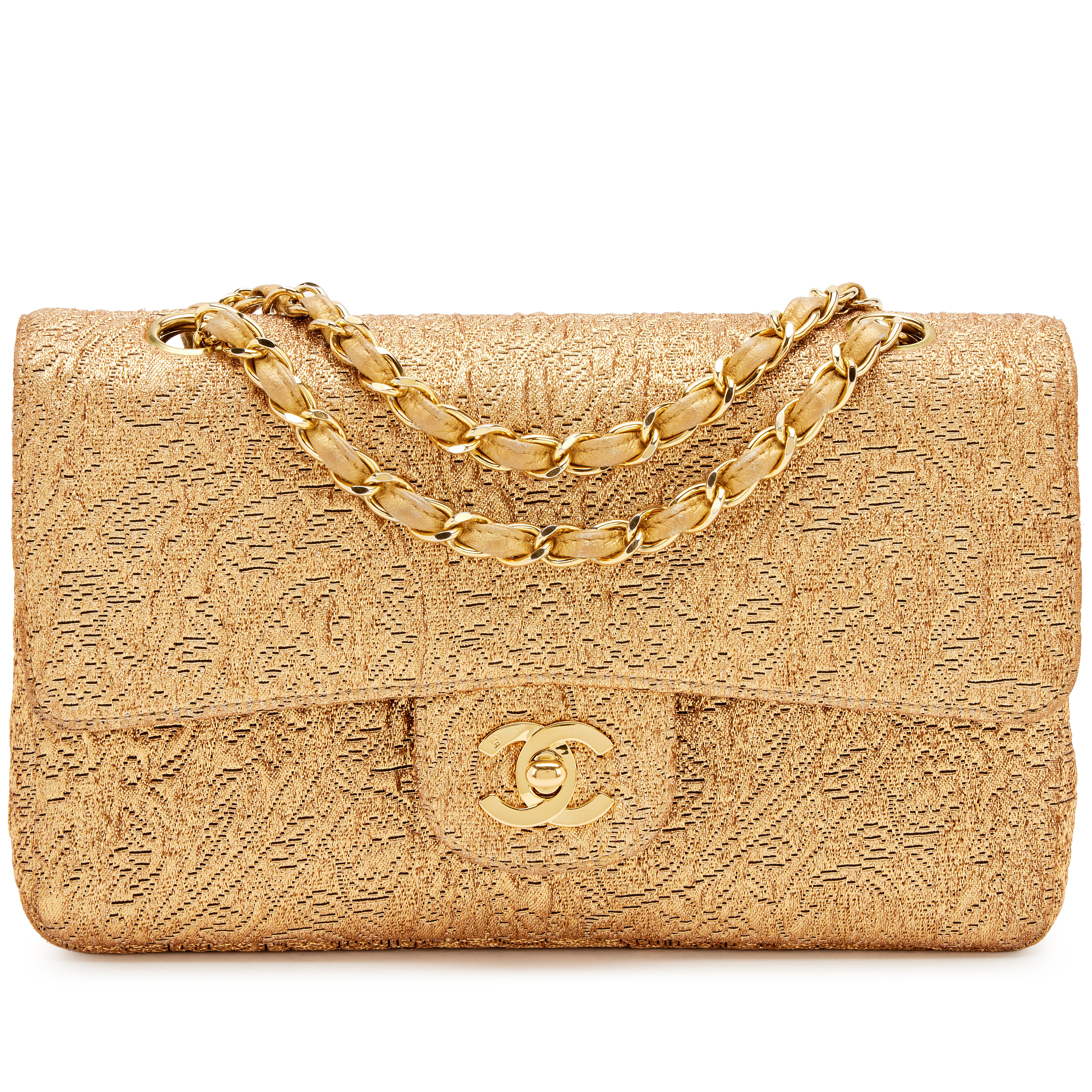 Chanel Vintage Vintage Metallic Gold Byzantine Brocade Lambskin