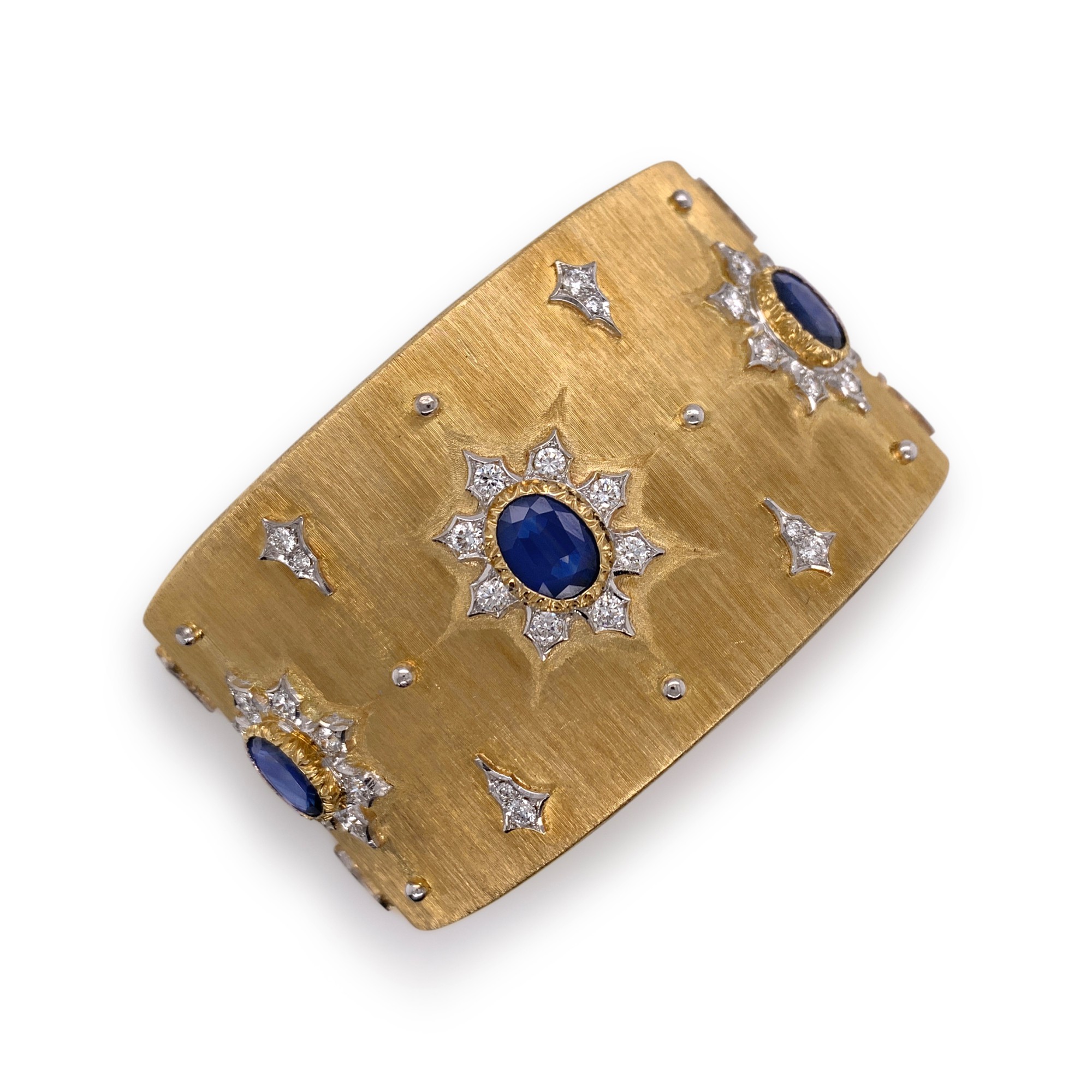 Buccellati Gold, Sapphire and Diamond CuffBracelet Jewelry Box