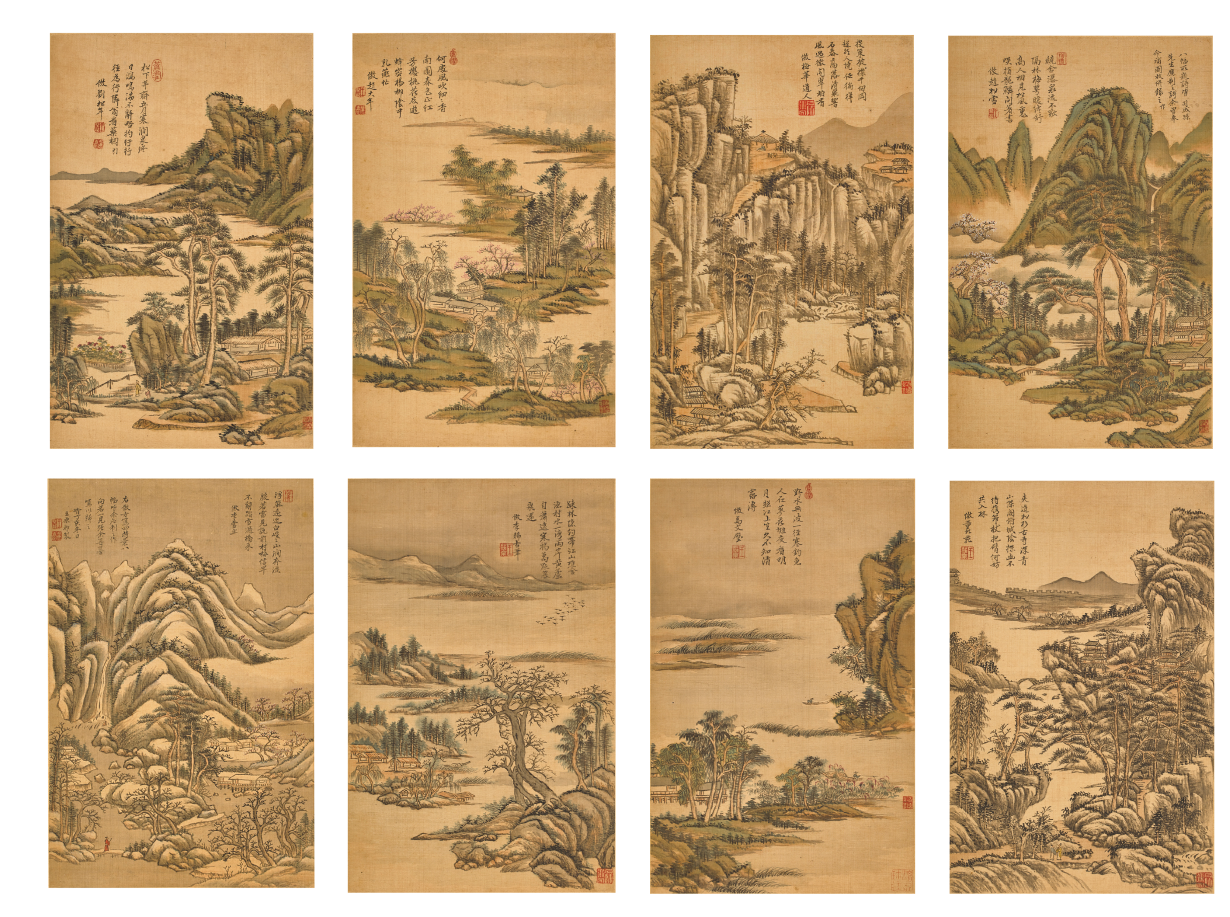 Wang Yuanqi (1642-1715) 王原祁| Landscape in four seasons 倣古四時景册 | Fine ...
