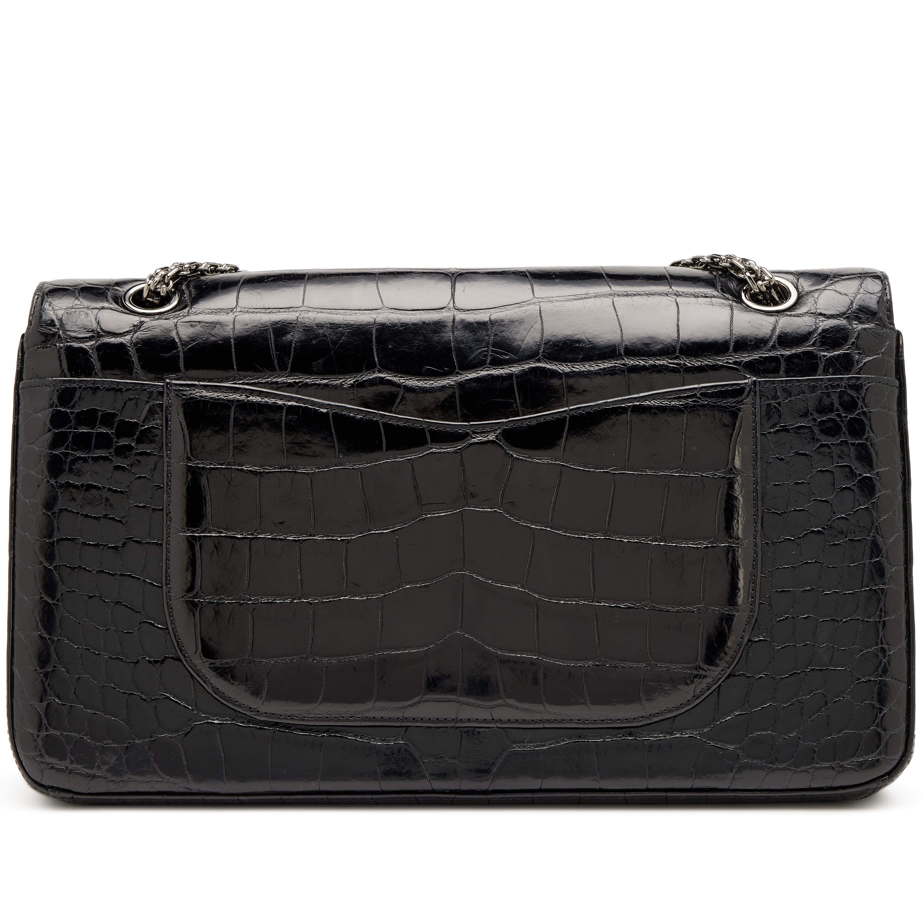 Chanel So Black Alligator 2.55 Reissue 227 Double Flap Bag