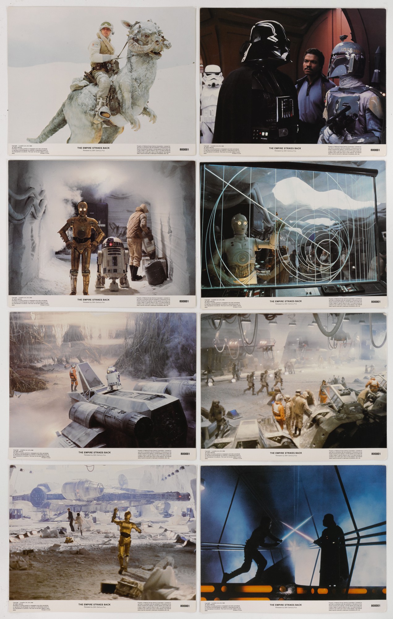 THE EMPIRE STRIKES BACK, SET OF 8 LOBBY CARDS, US, 1980 Star Wars