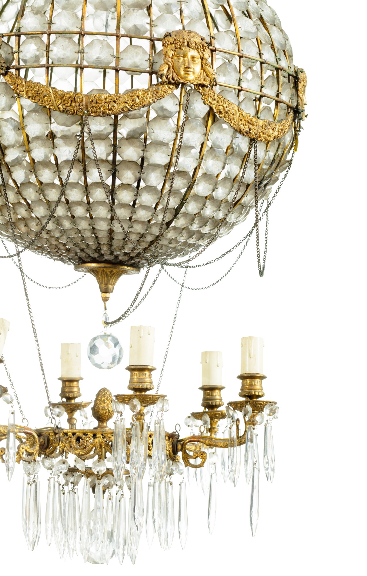 A gilt-bronze cut-glass lustre montgolfière, French Restauration, circa ...