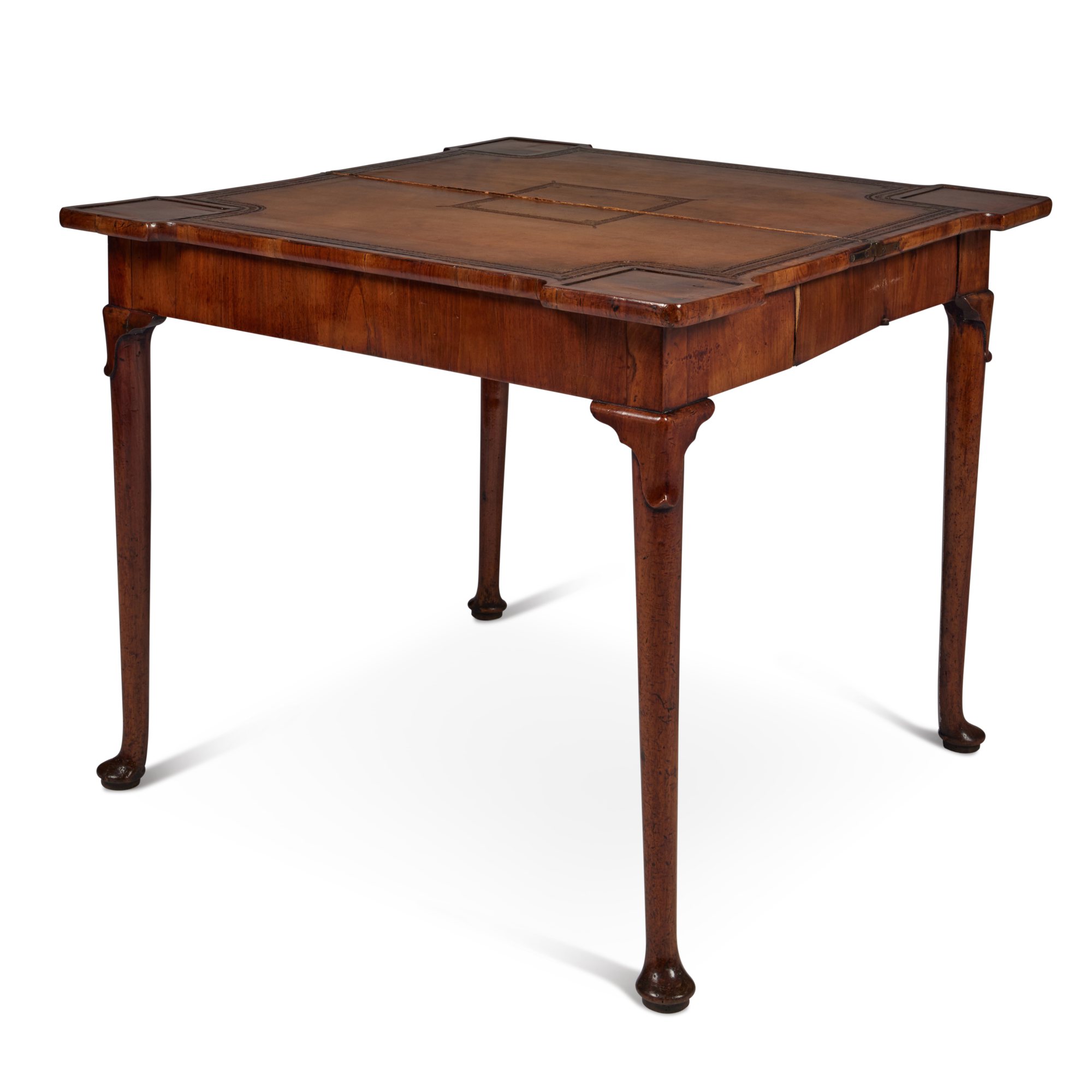 A Queen Anne Walnut Concertina Action Card Table, Circa 1710 Design