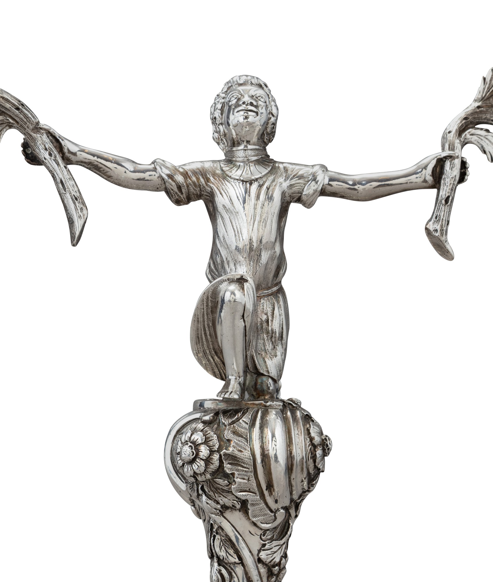 A pair of Irish silver twolight candelabra with slave motifs, John