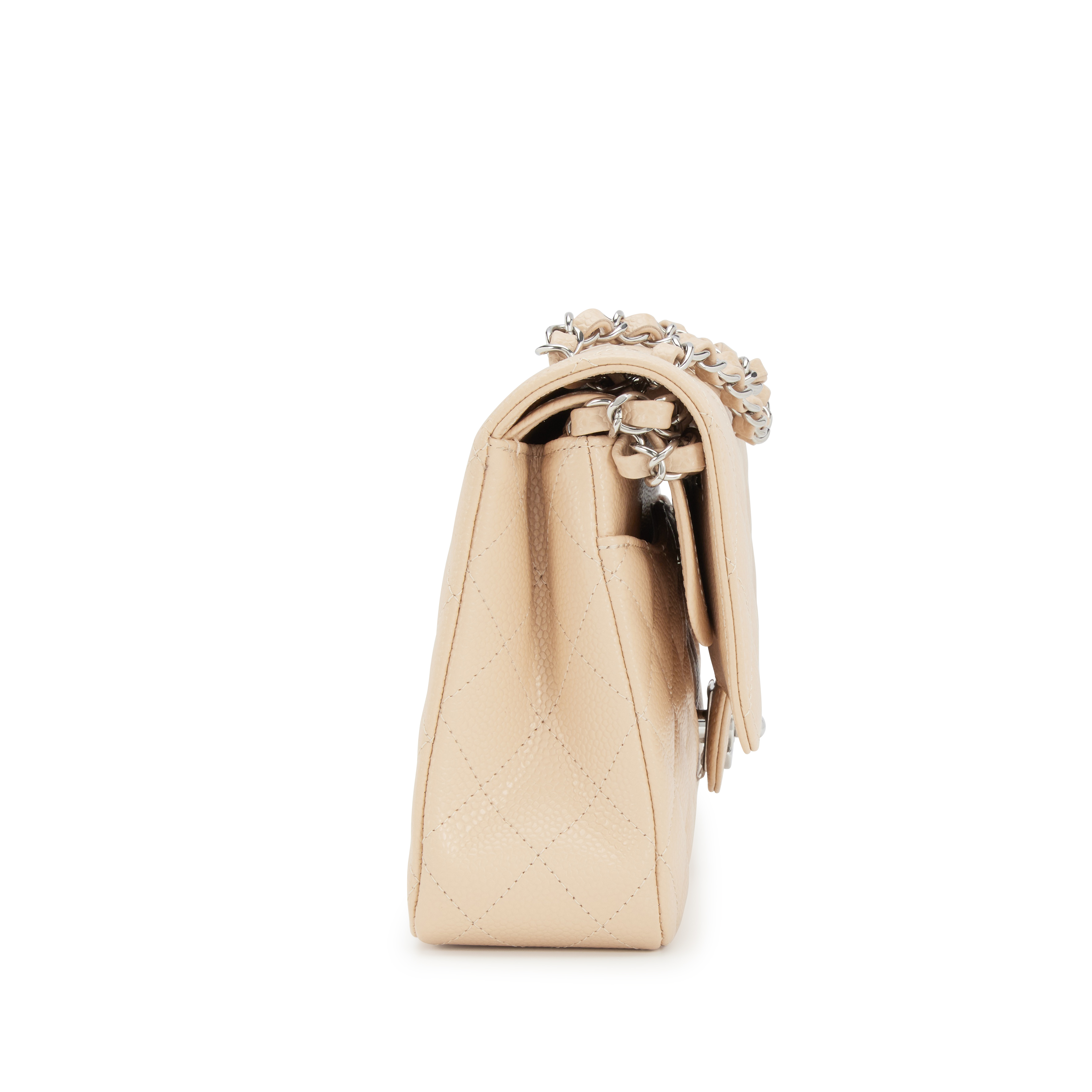 Beige Clair Quilted Caviar Medium Classic Double Flap Bag Silver Hardware, 2024 - Image 2
