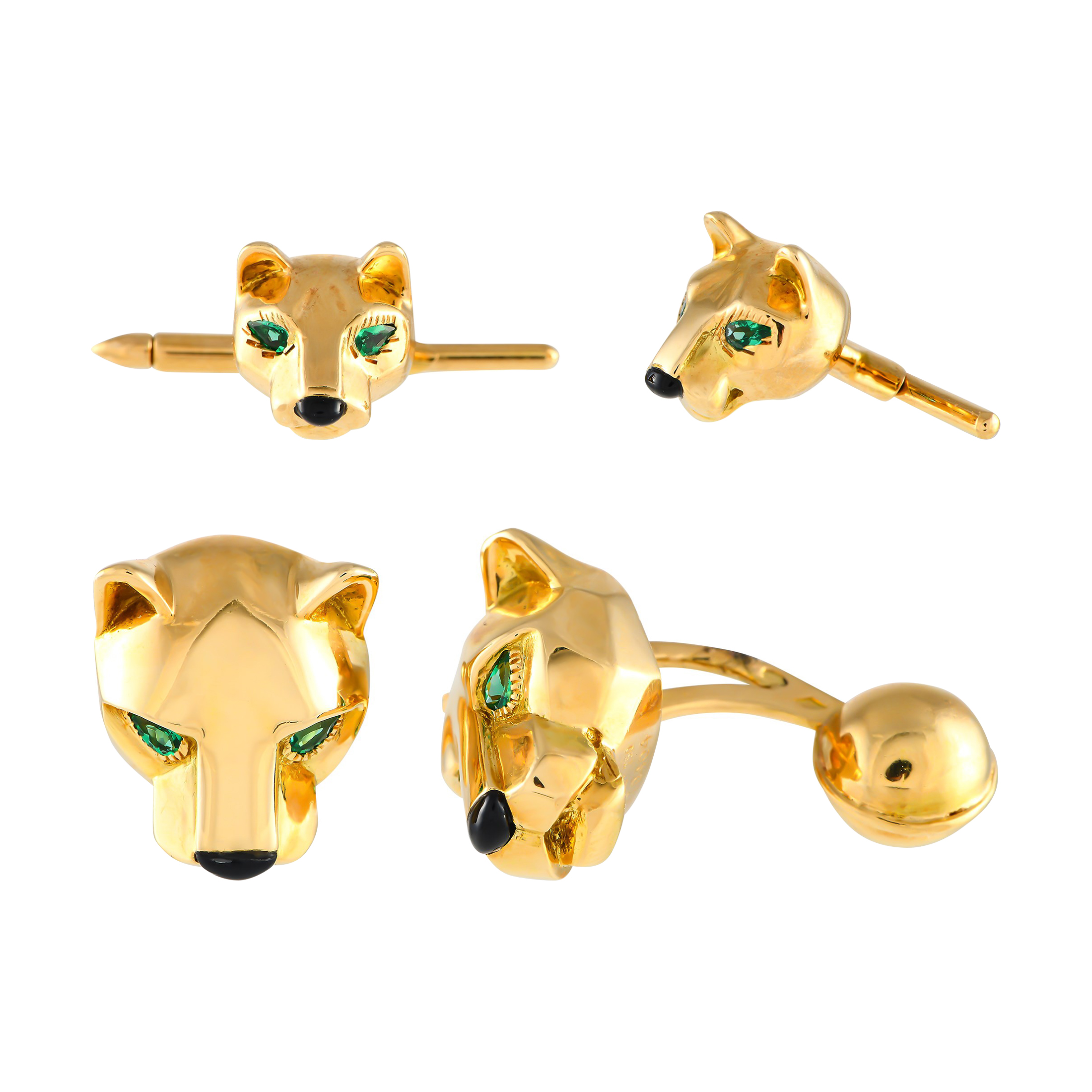 Cartier Gold, Emerald And Onyx Panthre Cufflinks And Shirt Studs Set  Available For Immediate Sale At Sotheby's
