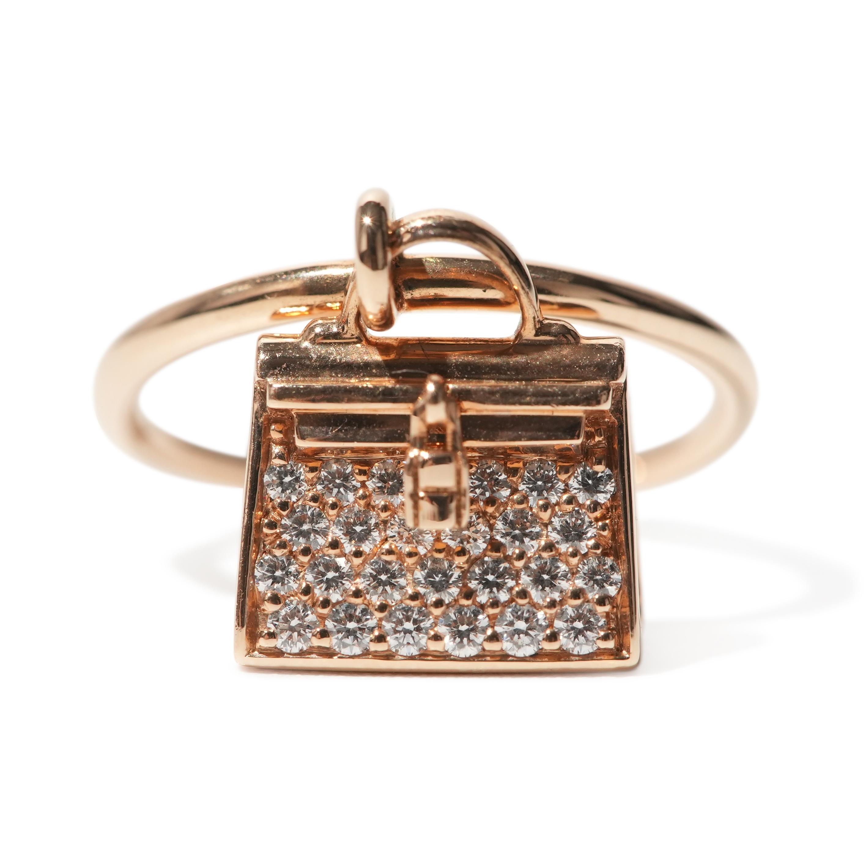 Hermes Amulettes Kelly ring 関税込 Hermès Rose Gold And Diamond Amulettes Kelly Ring Available