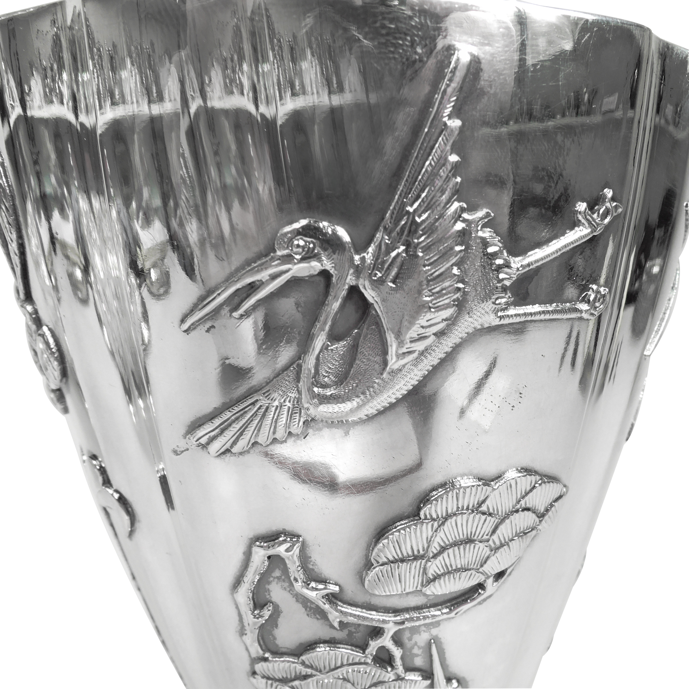 Zee Wo Vintage Chinese Export Silver Blossoming Branch Vase