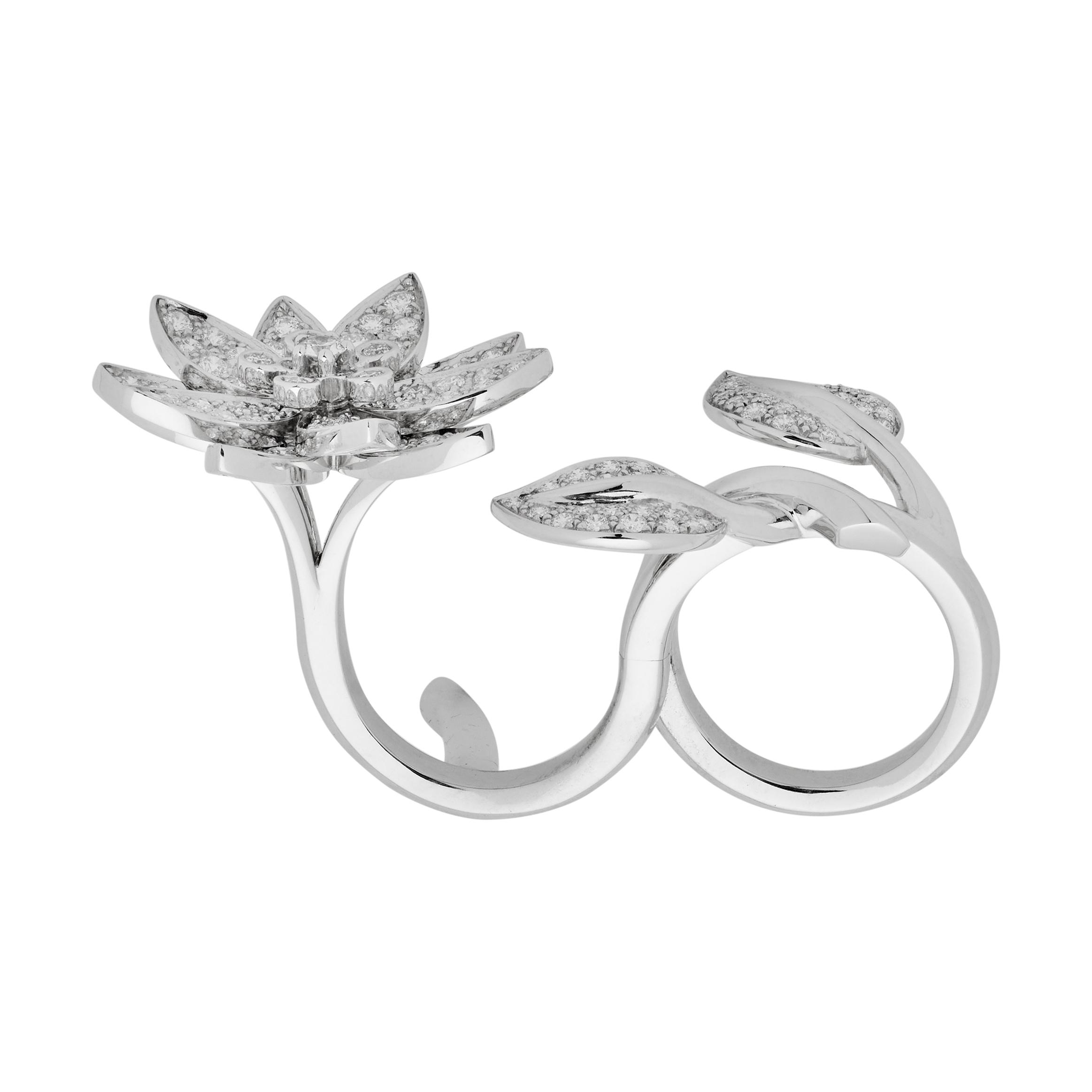 Diamond Lotus Between Lotus Ring Van Cleef Arpels White Gold And