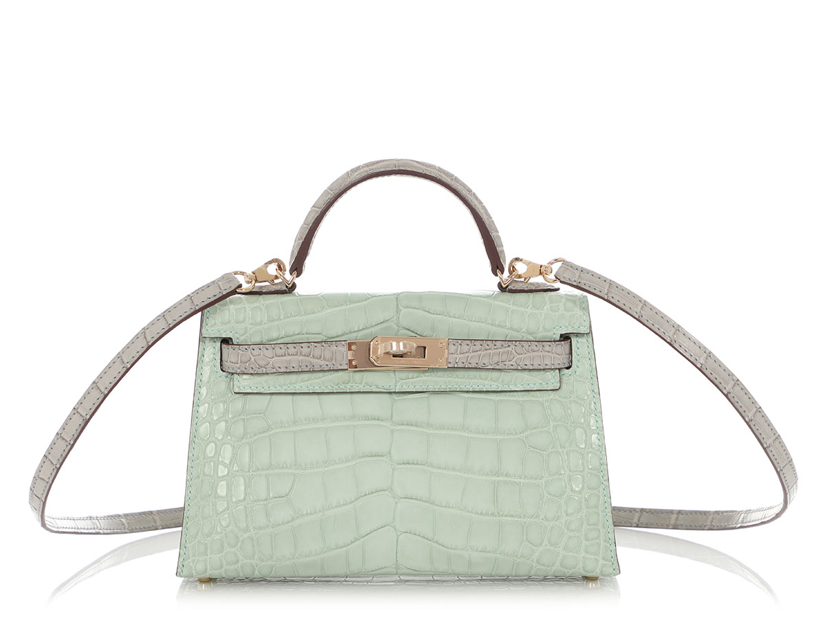25AW 新作☆HERMES★ミニHバックルミュール ライクリー Hermès Vert D'Eau And Gris Perle HSS Matte Alligator