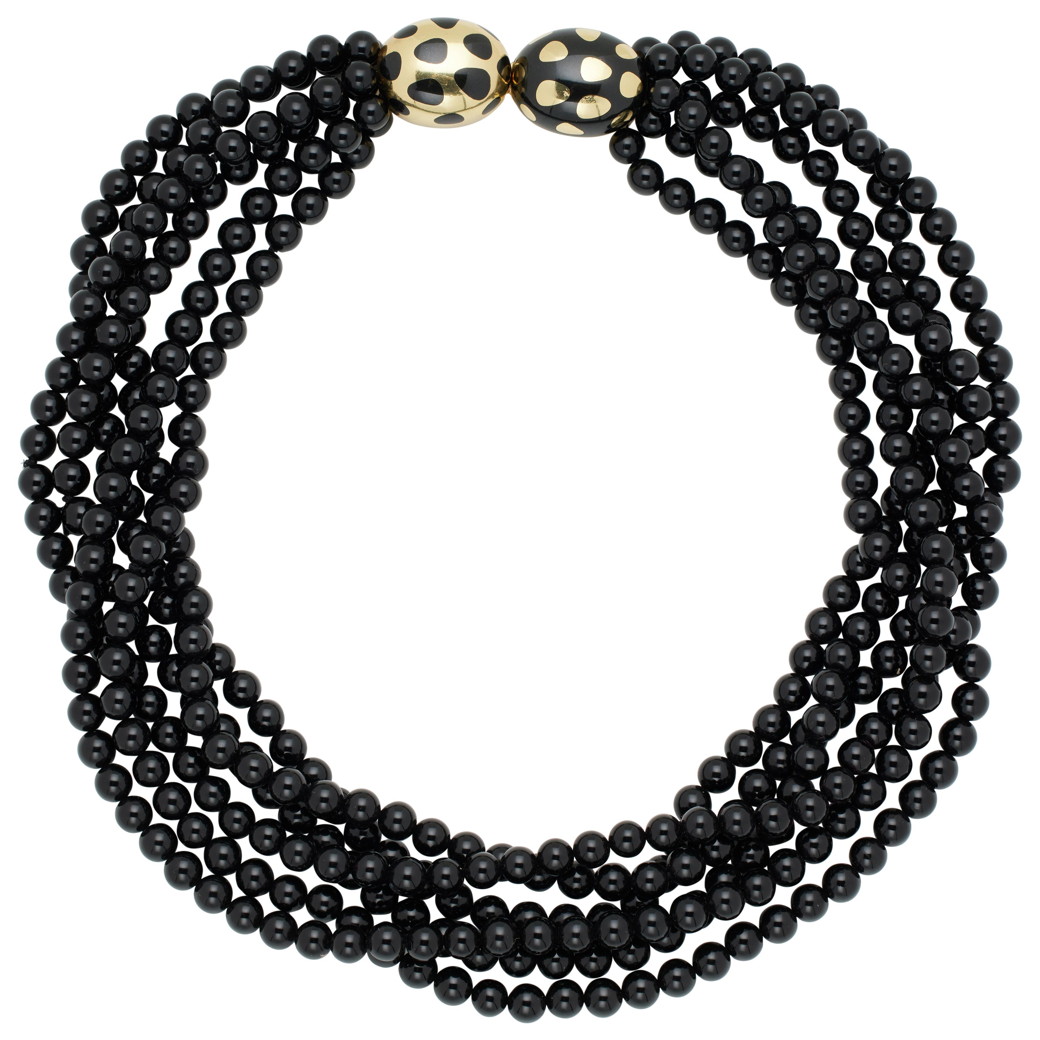 Tiffany & Co. Vintage Vintage Gold And Onyx Bead Multi