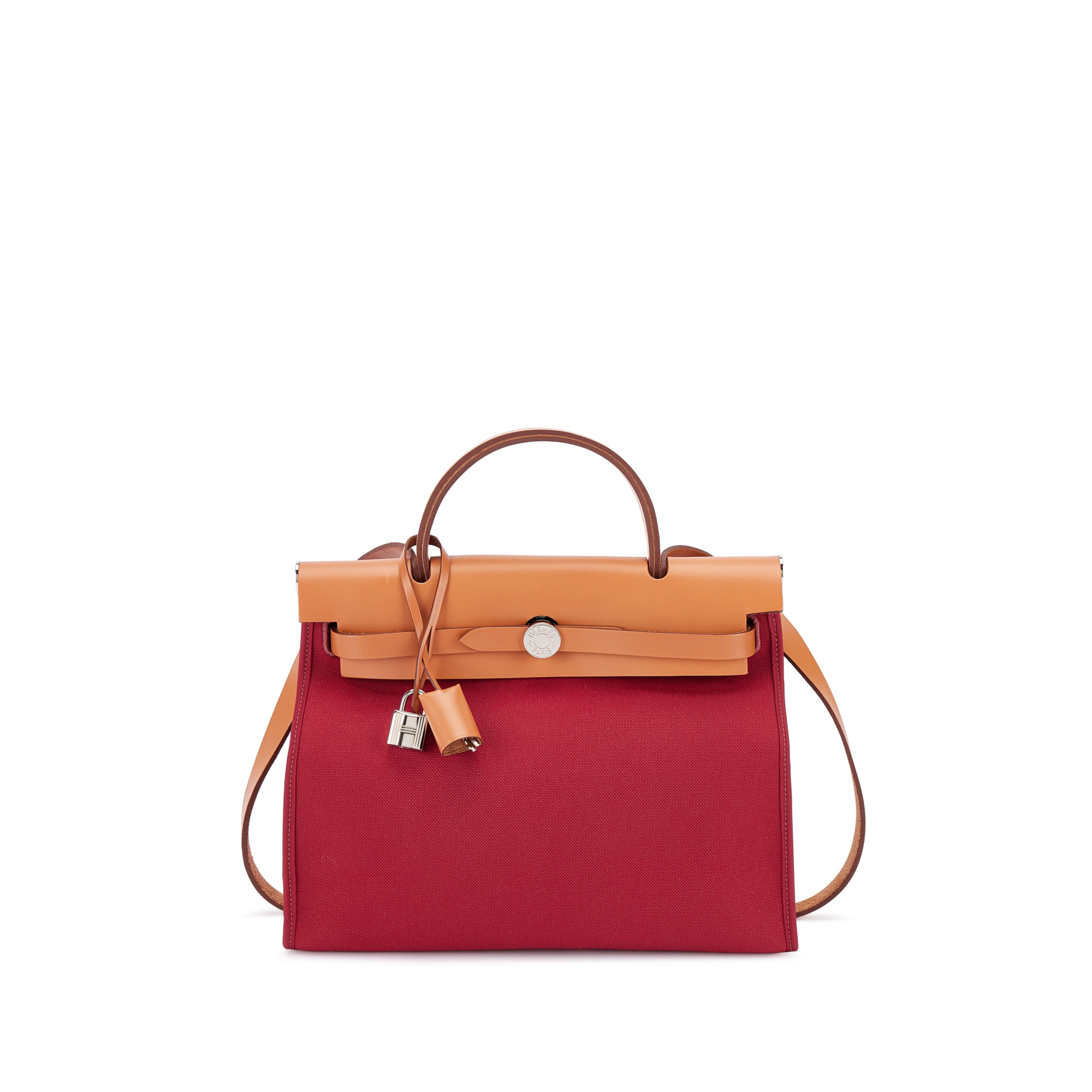 Hermès Naturel Vache Hunter And Rouge Grenat Toile Herbag Zip 31